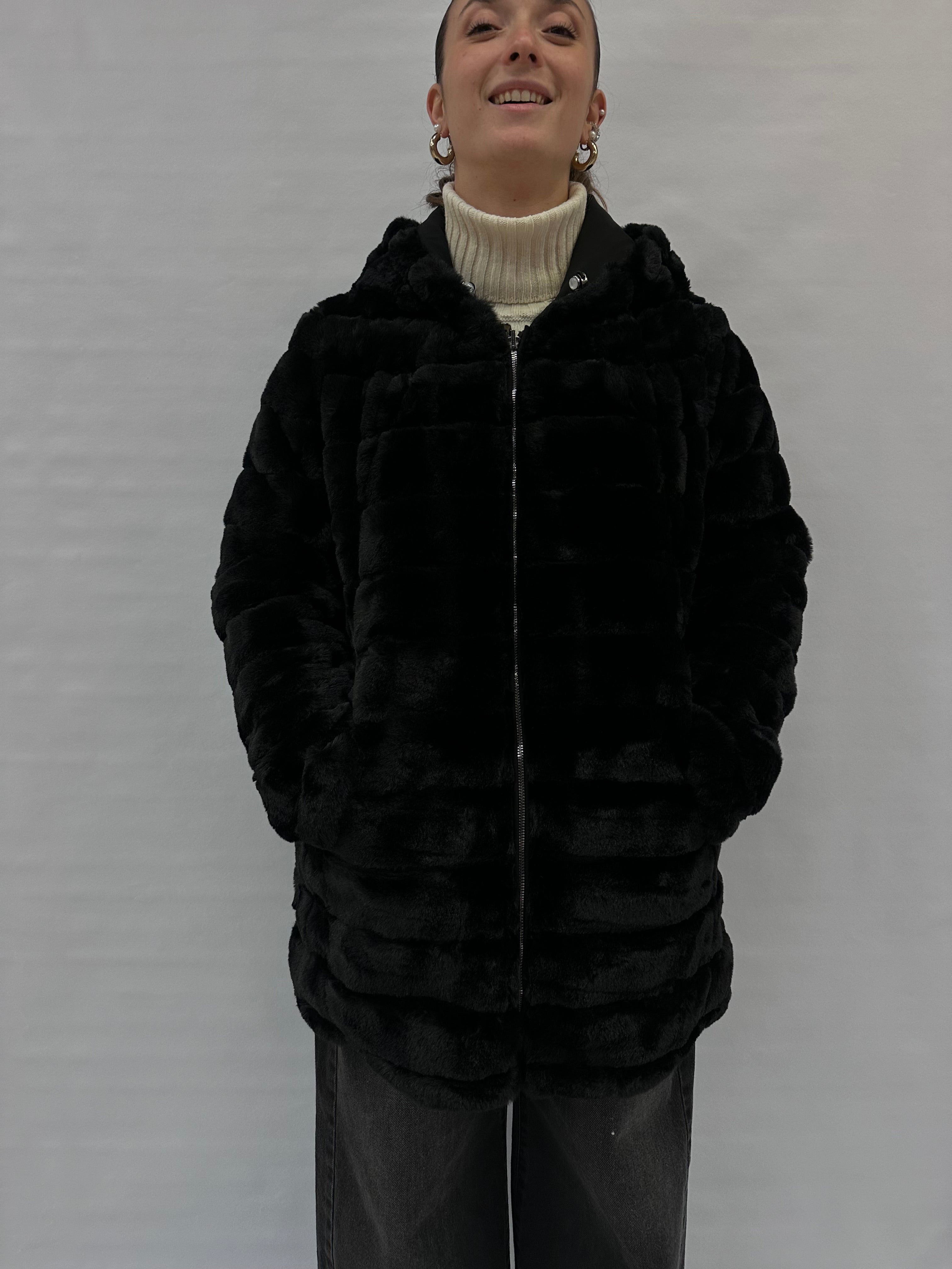 Pelliccia ecologica COXI MODA reversibile a Parka - COD: pellicciapar