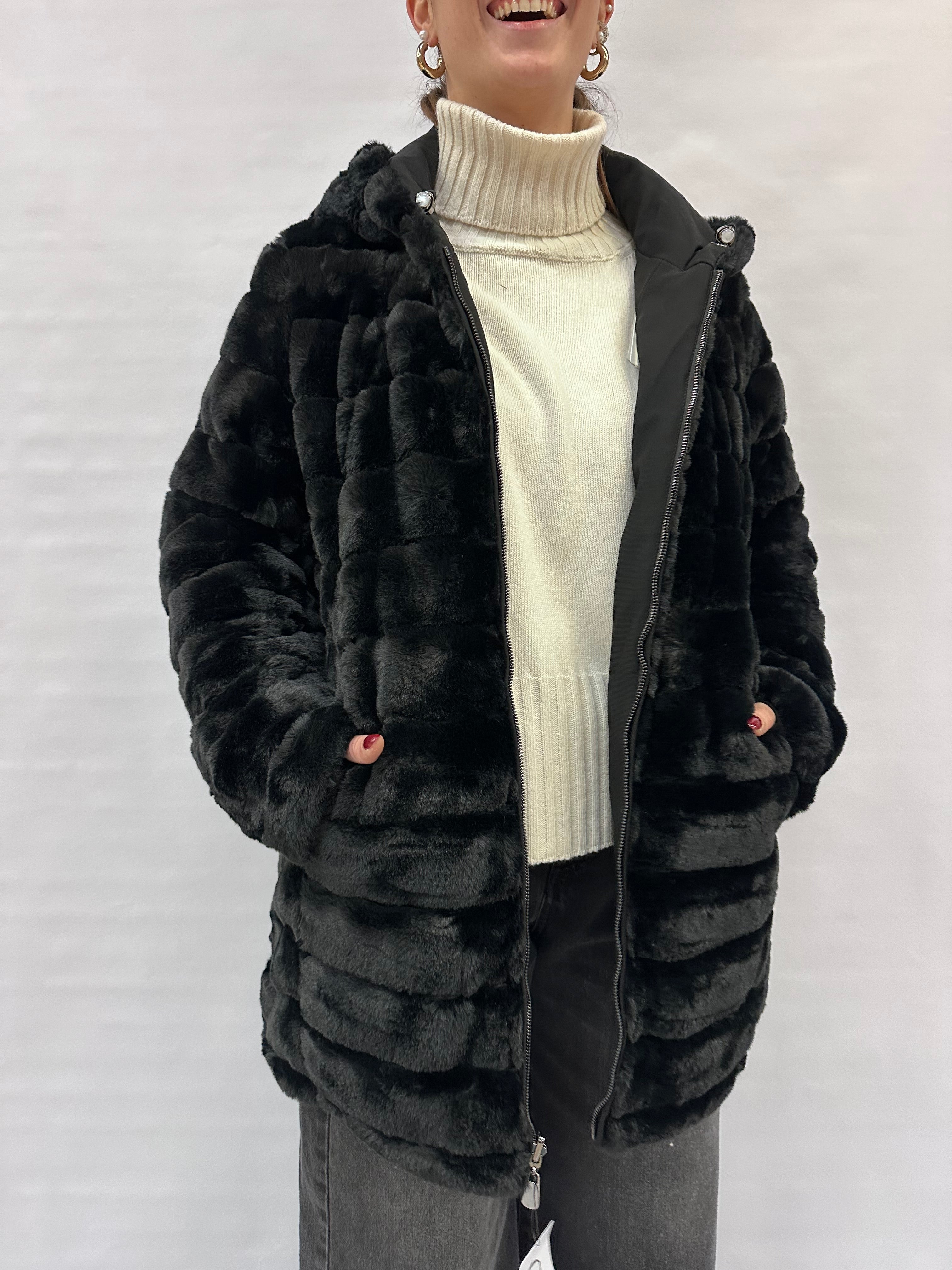 Pelliccia ecologica COXI MODA reversibile a Parka - COD: pellicciapar