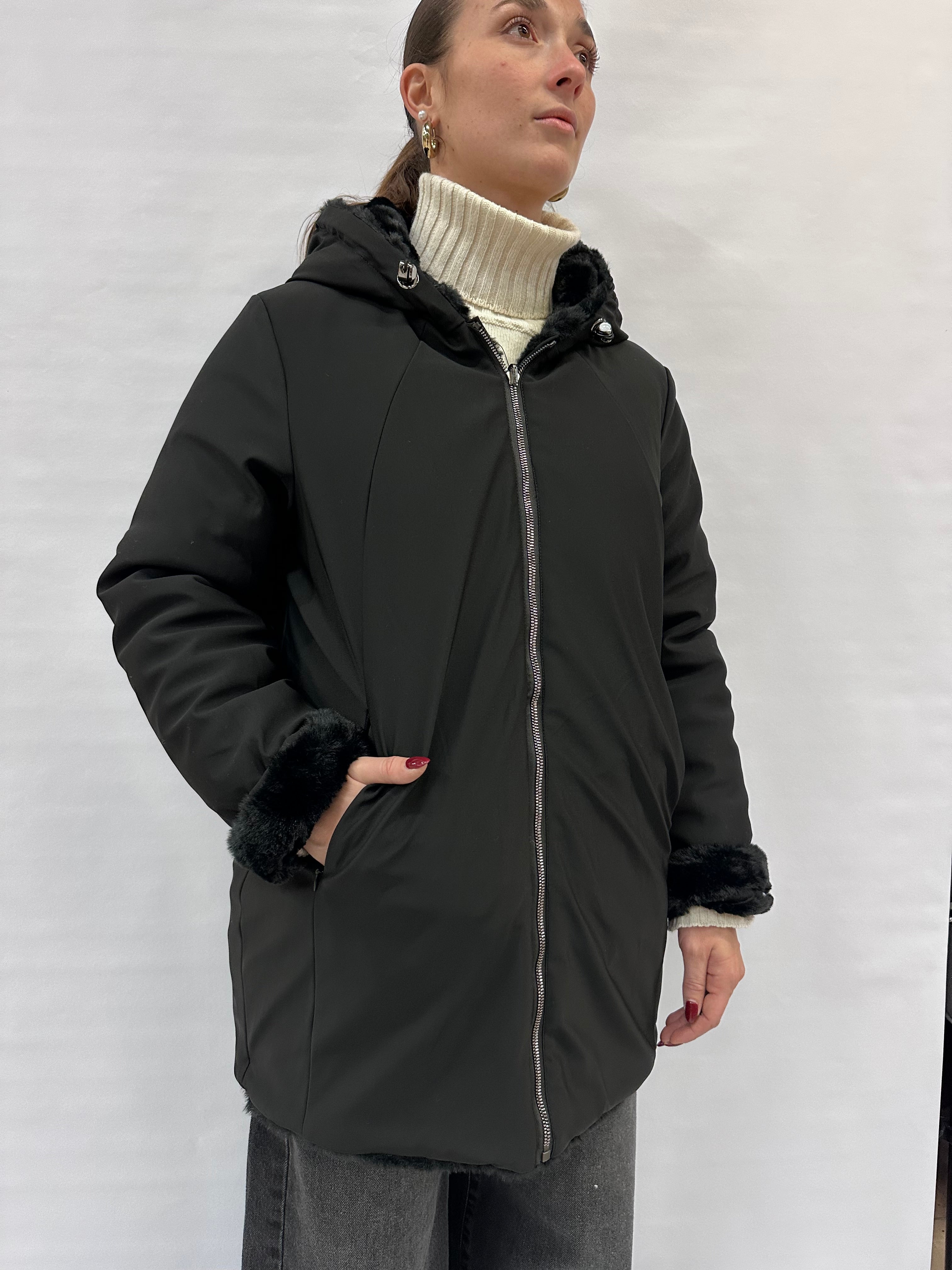 Pelliccia ecologica COXI MODA reversibile a Parka - COD: pellicciapar