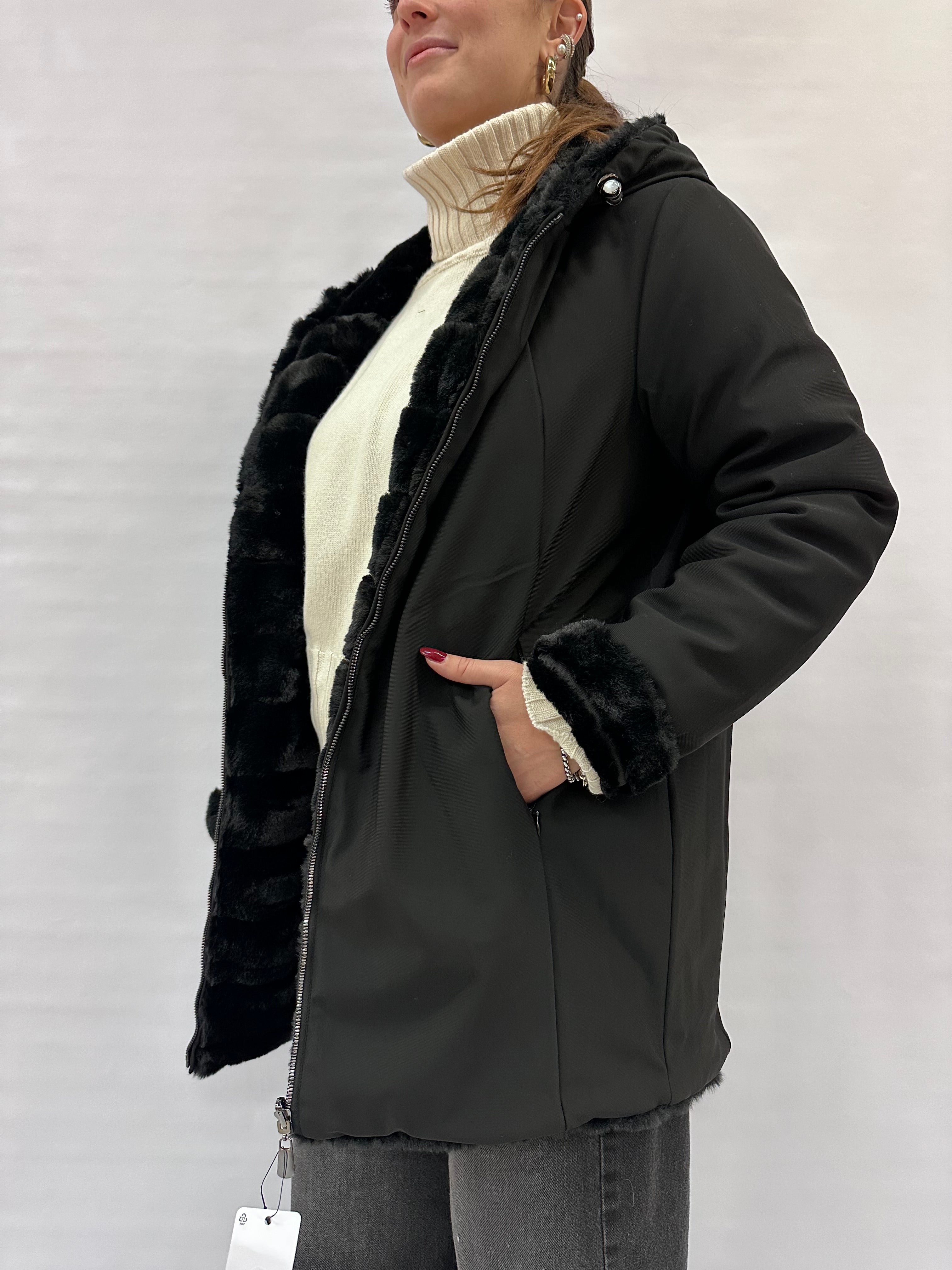 Parka COXI MODA reversibile a pelliccia ecologica - COD: parka