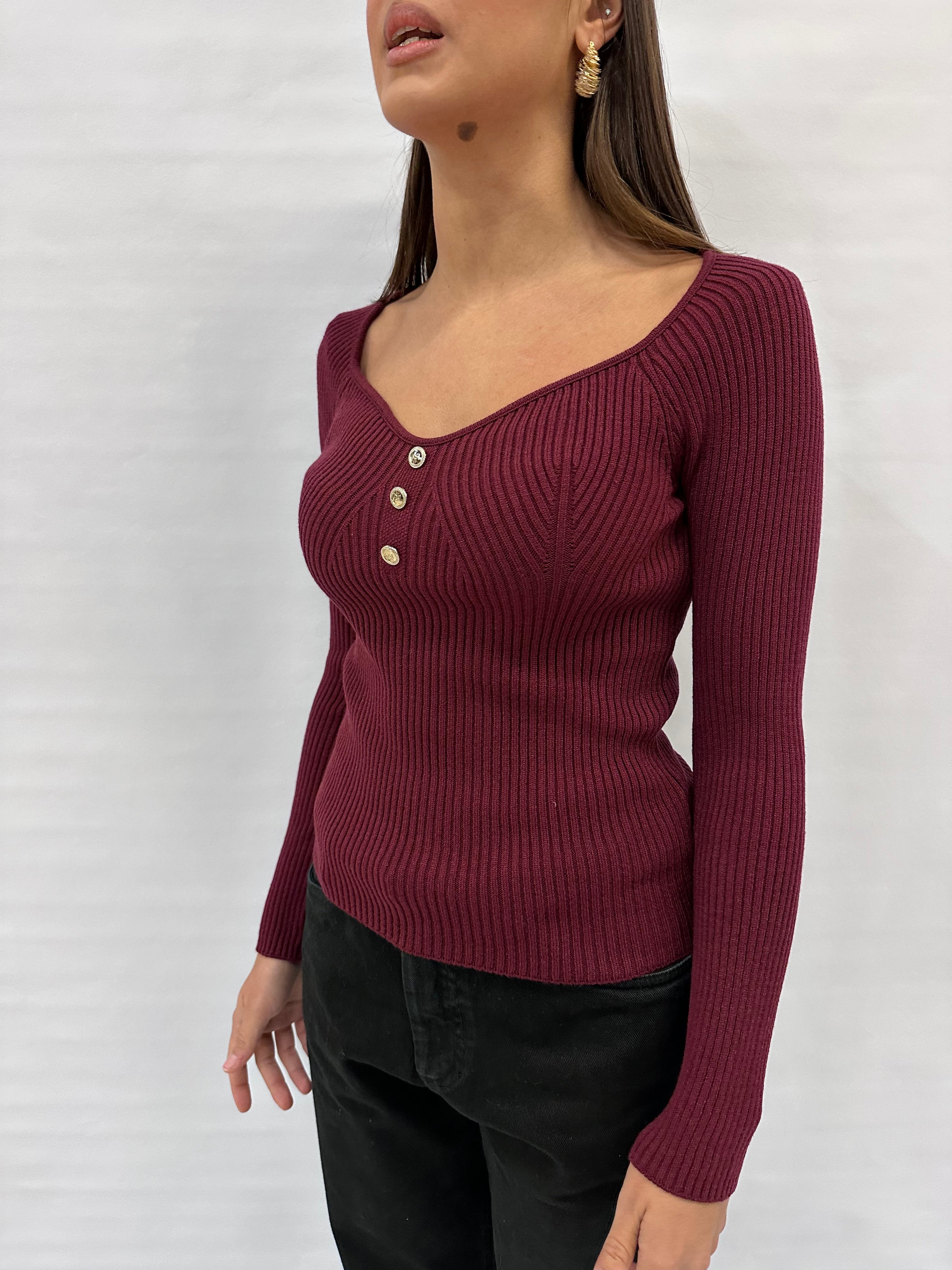 Maglione RINASCIMENTO con costine e finti bottoni decorativi , COD: CFM0011965003