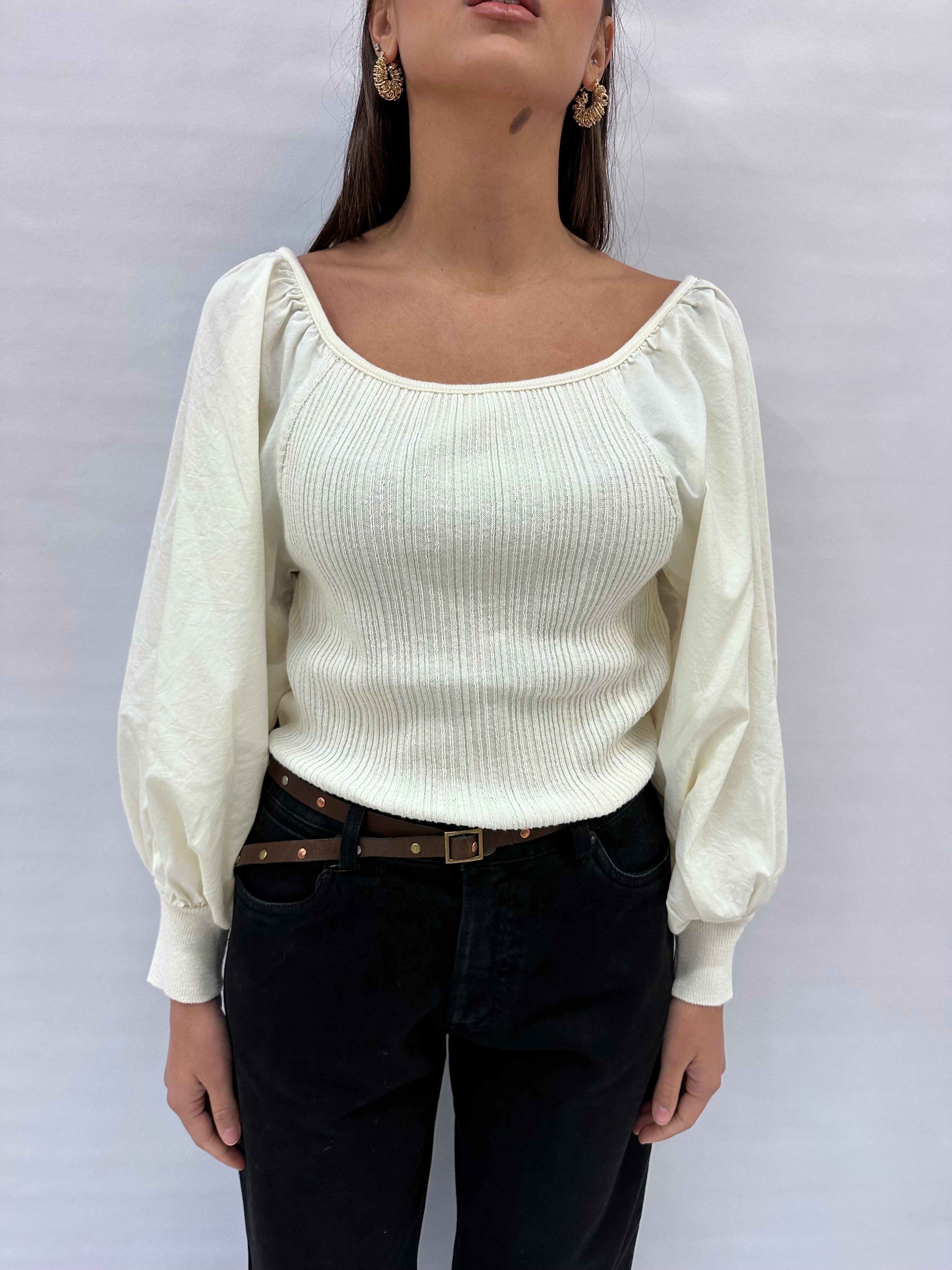 Maglia RINASCIMENTO in cotone "Off shoulder" con spalla regolabile , COD: CFM0011843003