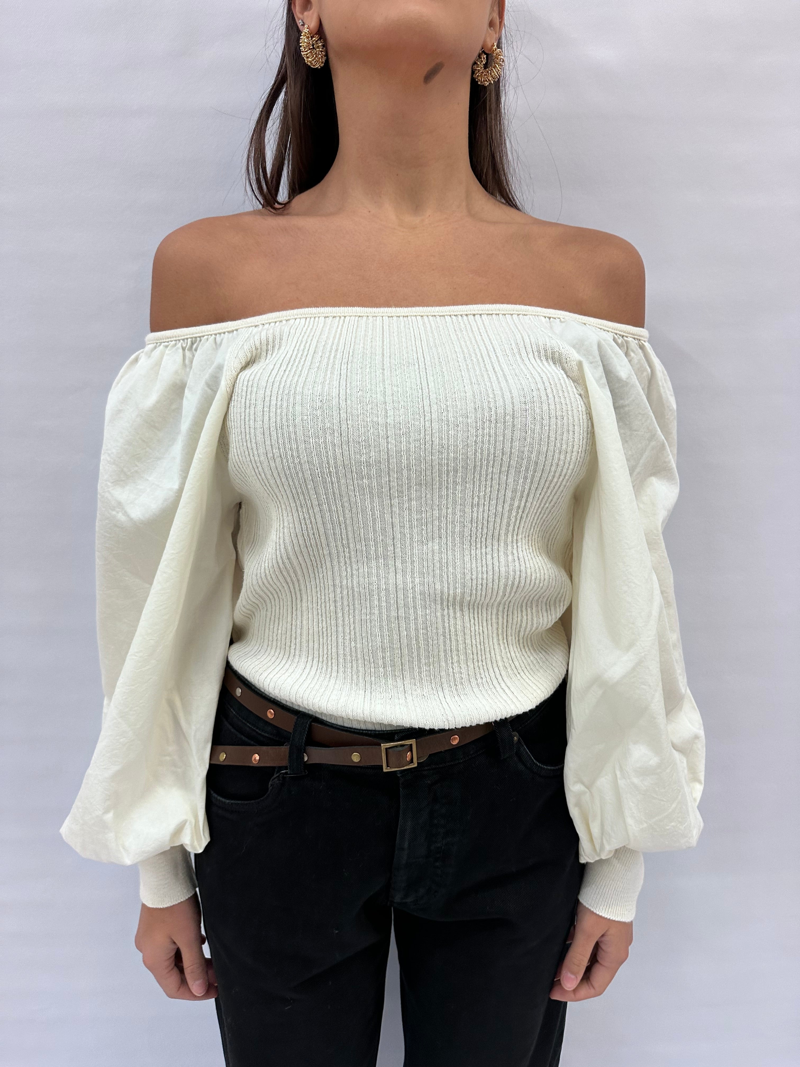 Maglia RINASCIMENTO in cotone "Off shoulder" con spalla regolabile , COD: CFM0011843003