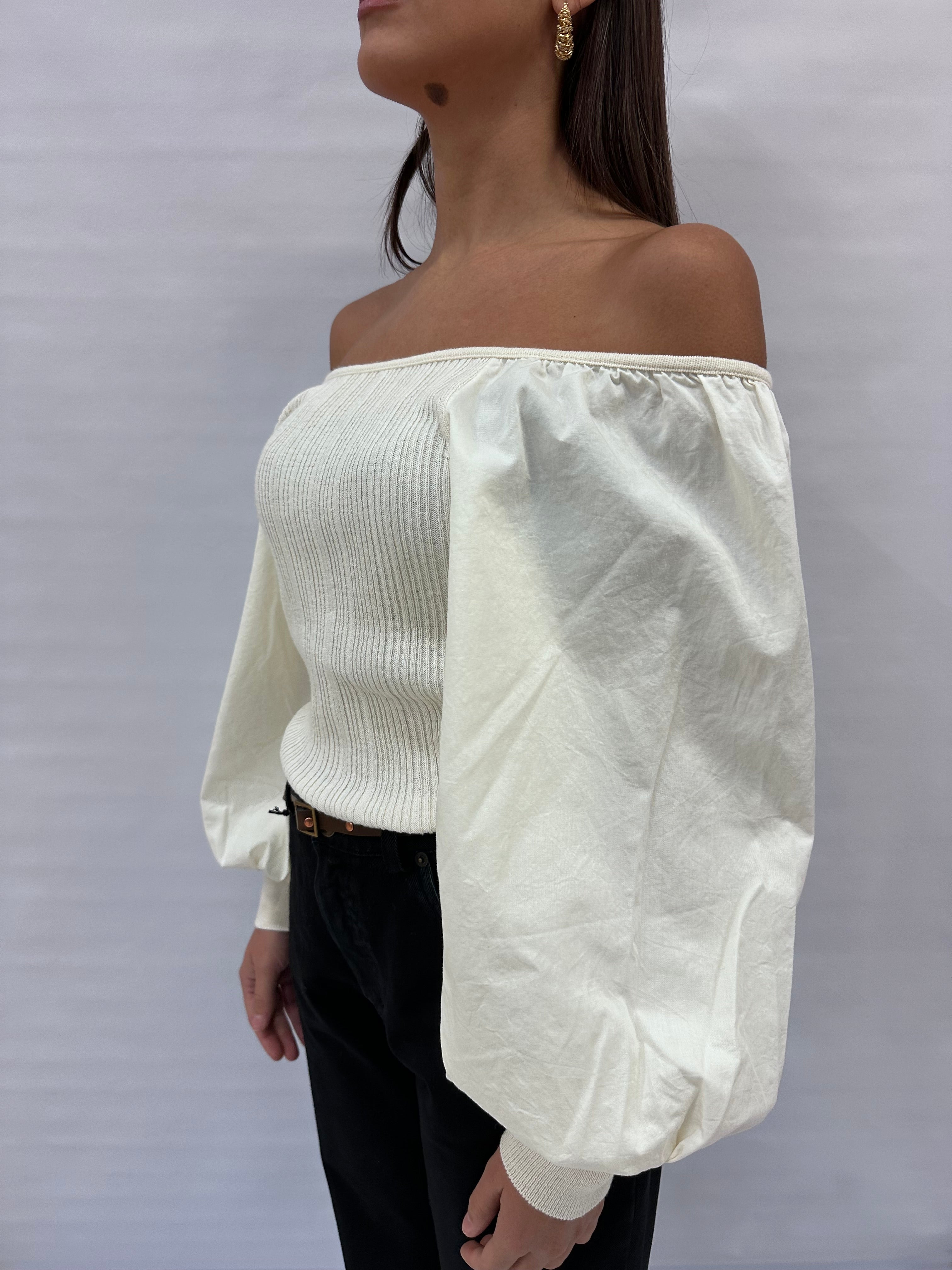 Maglia RINASCIMENTO in cotone "Off shoulder" con spalla regolabile , COD: CFM0011843003