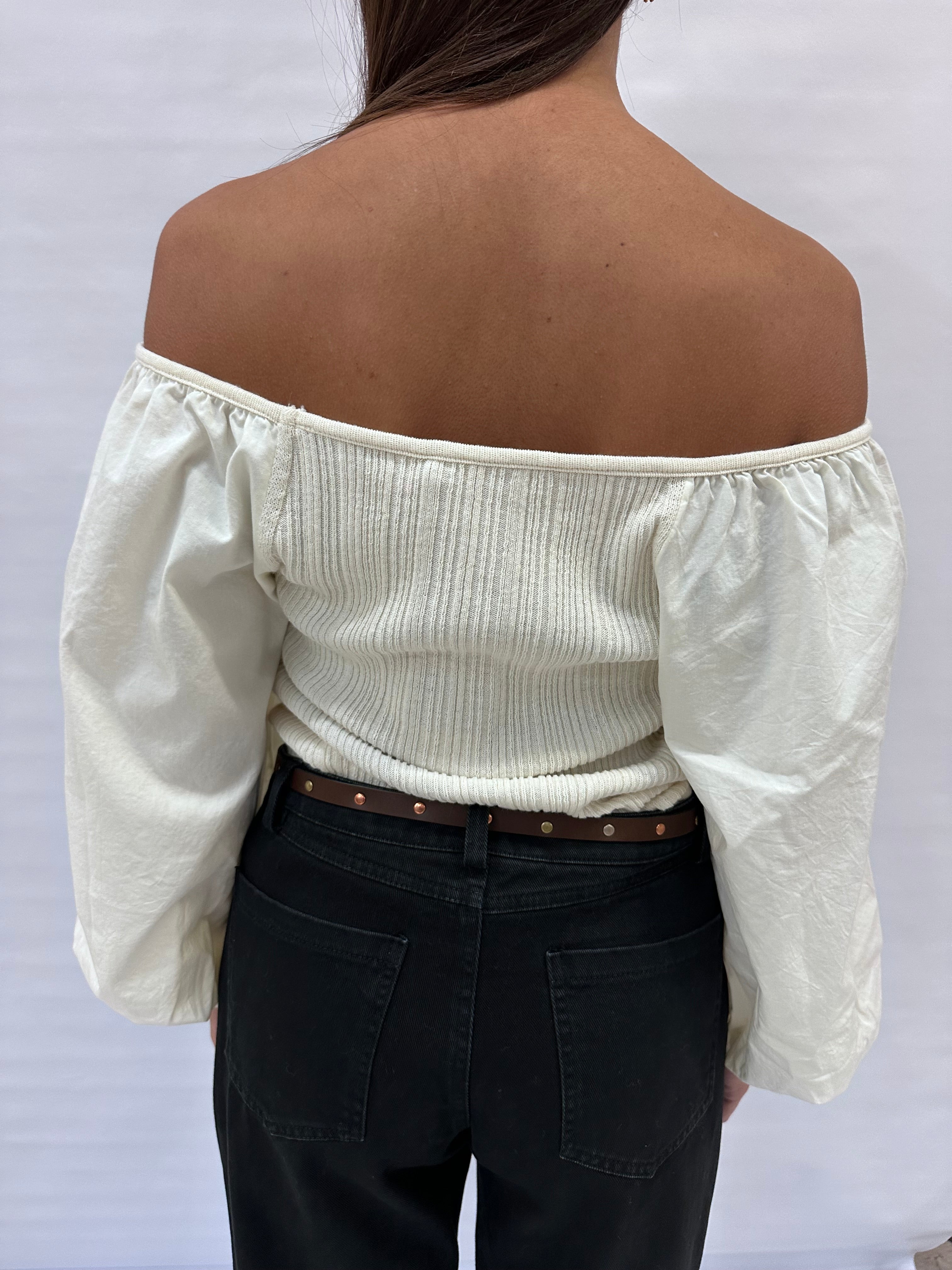 Maglia RINASCIMENTO in cotone "Off shoulder" con spalla regolabile , COD: CFM0011843003