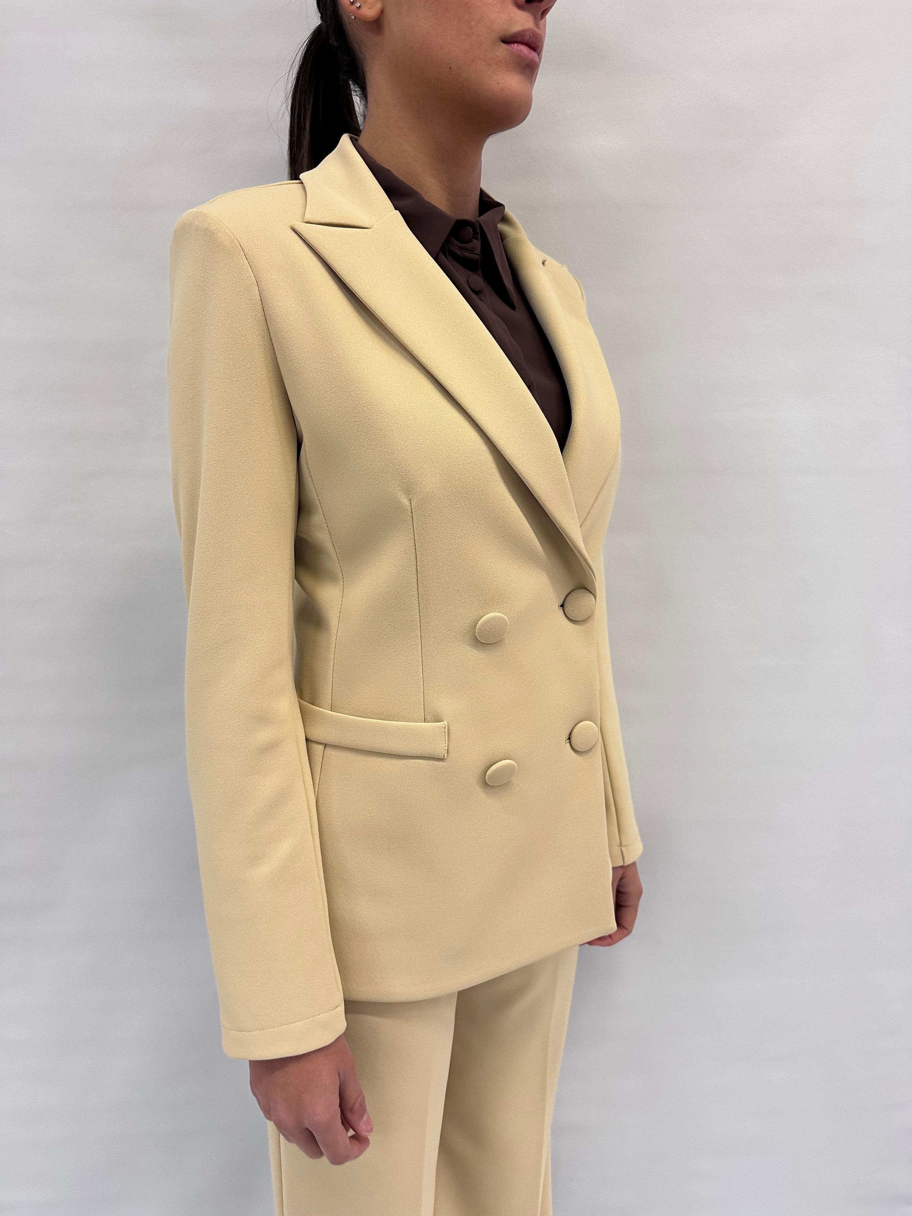 Giacca RINASCIMENTO in crêpe doppiopetto disponibile con pantalone coordinato - COD: CFC0125418003