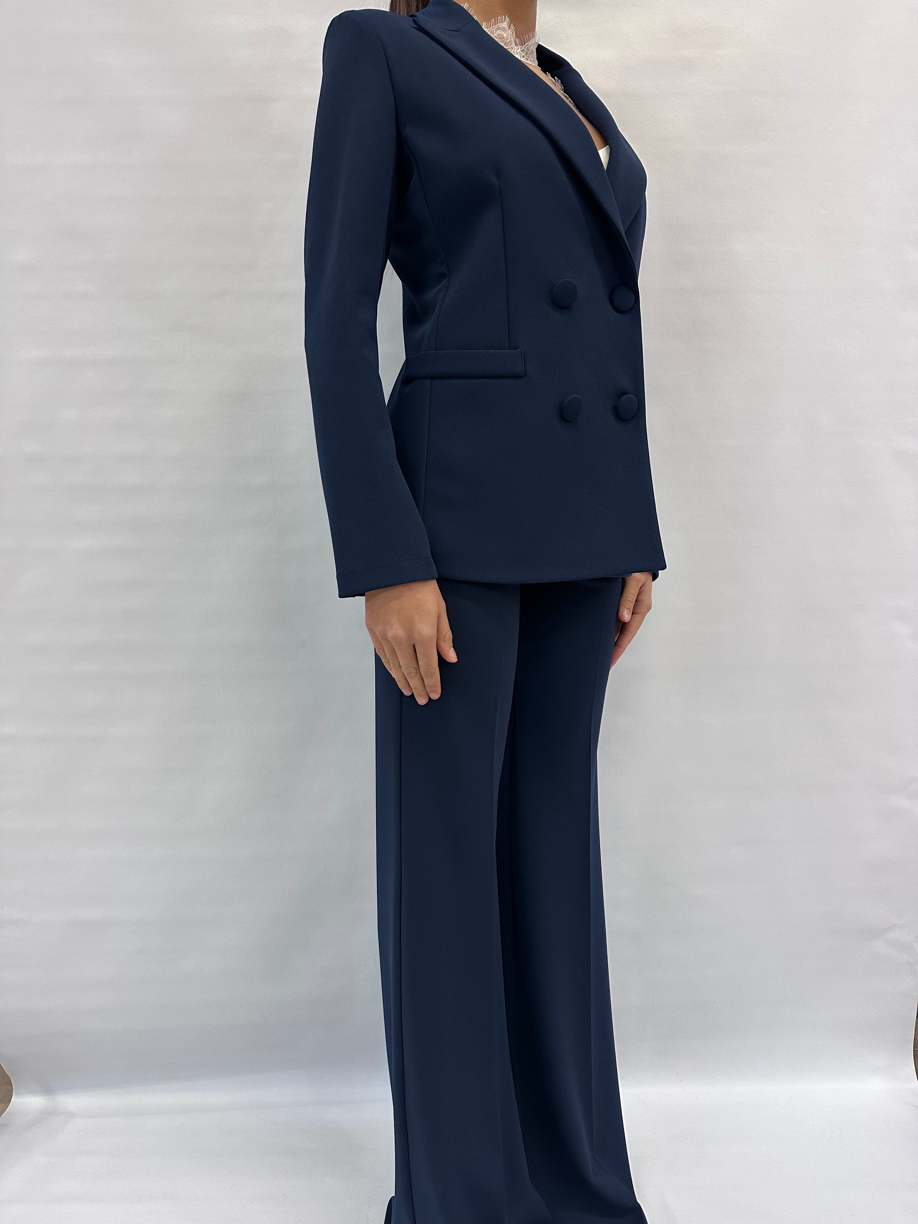 Pantalone RINASCIMENTO in crêpe a palazzo disponibile anche con giacca in coordinato COD: CFC0125424003