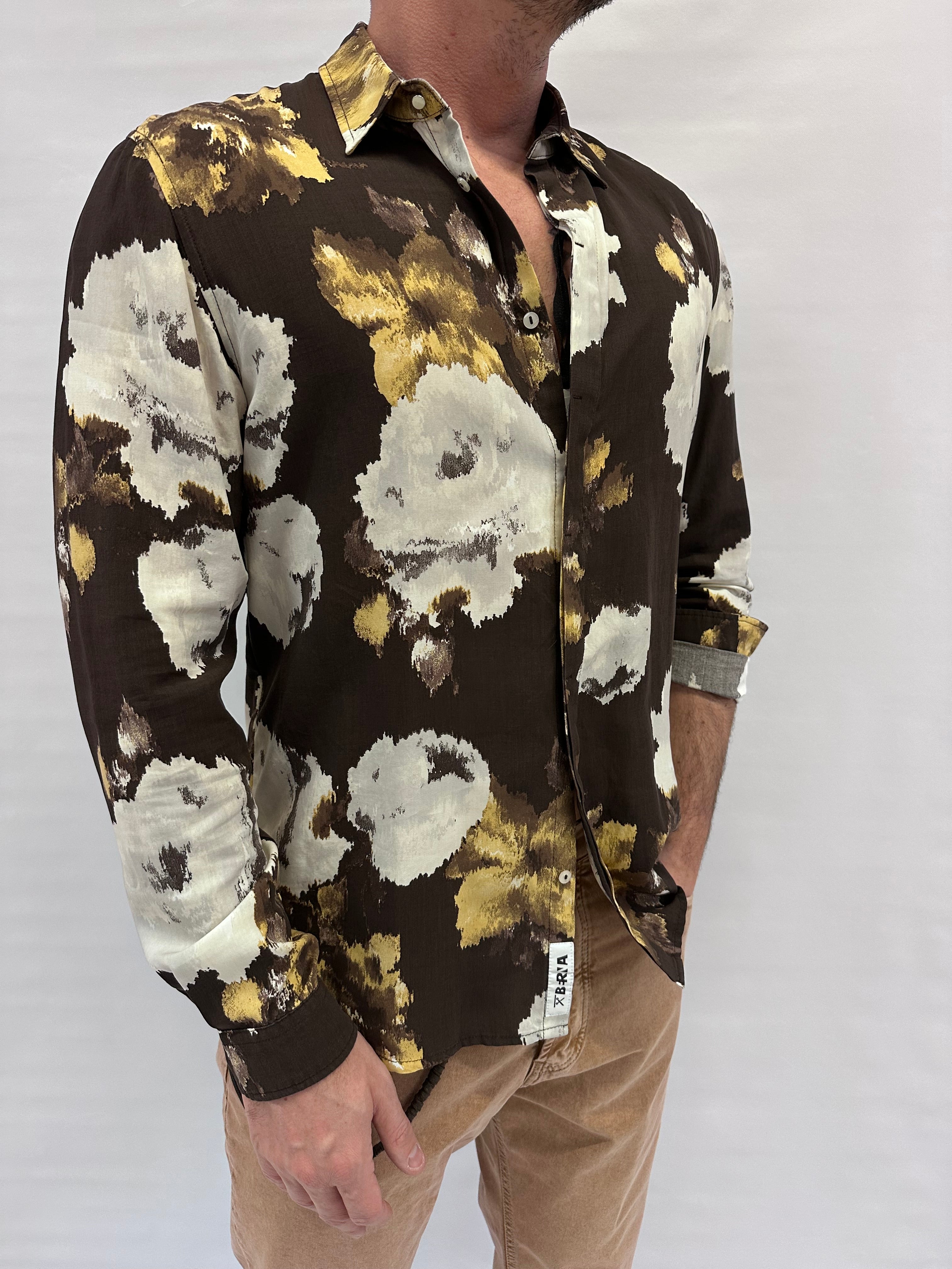 Camicia BERNA in viscosa trama a fiori - Cod: 24309030