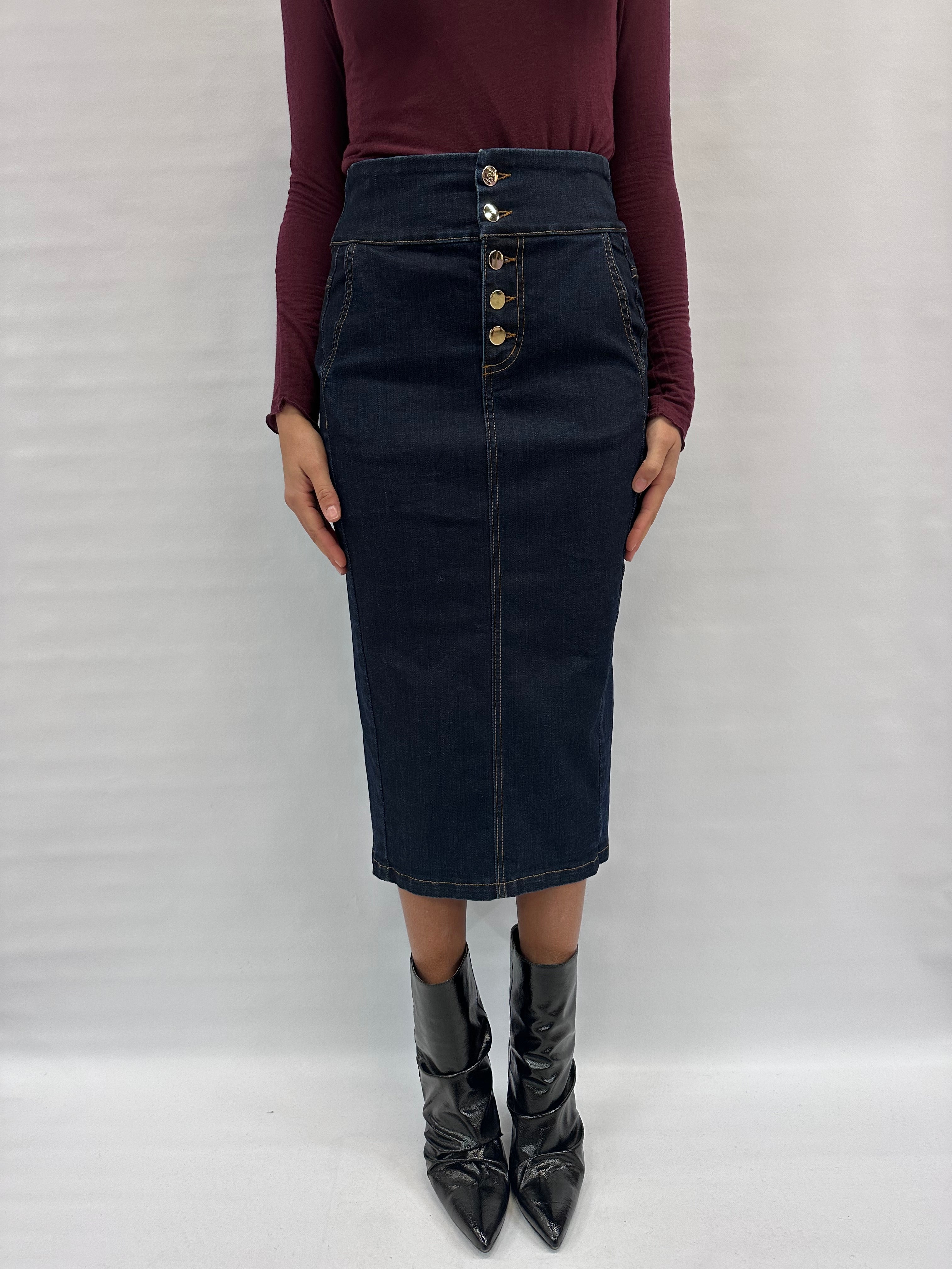 Gonna RINASCIMENTO lunga in Jeans disponibile anche con giubbino in coordinato - Cod: CFC0124971003