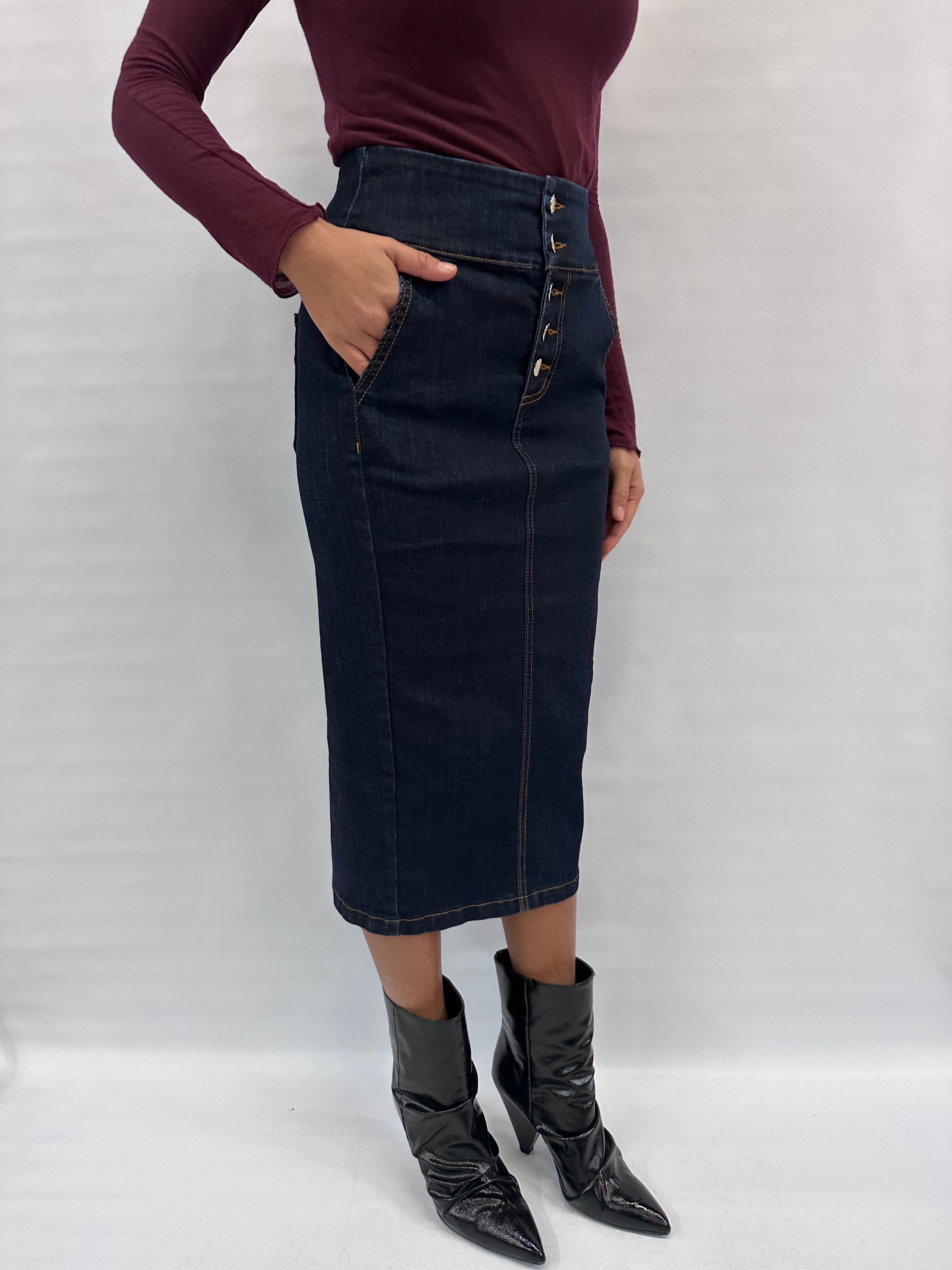 Gonna RINASCIMENTO lunga in Jeans disponibile anche con giubbino in coordinato - Cod: CFC0124971003