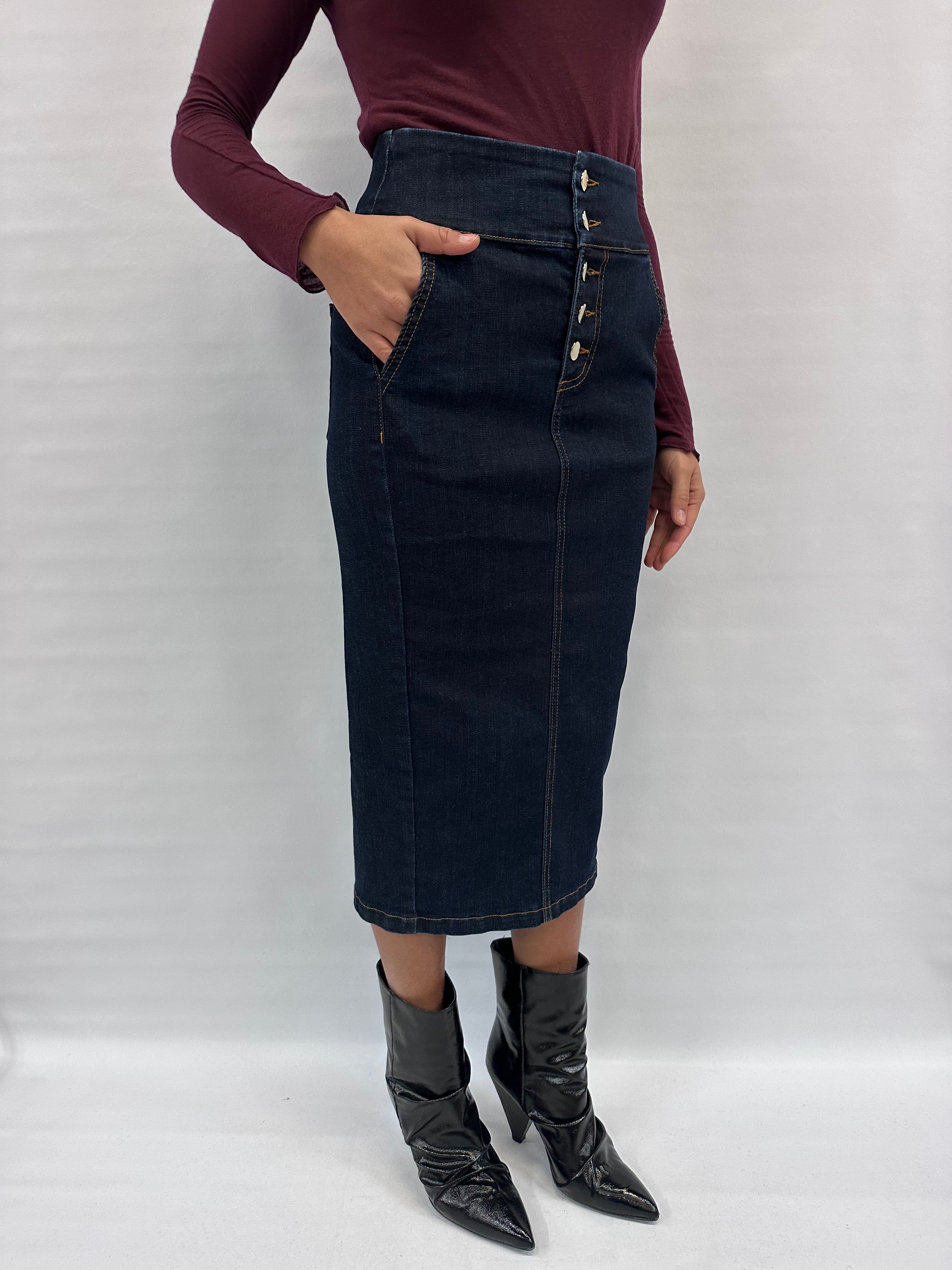 Gonna RINASCIMENTO lunga in Jeans disponibile anche con giubbino in coordinato - Cod: CFC0124971003