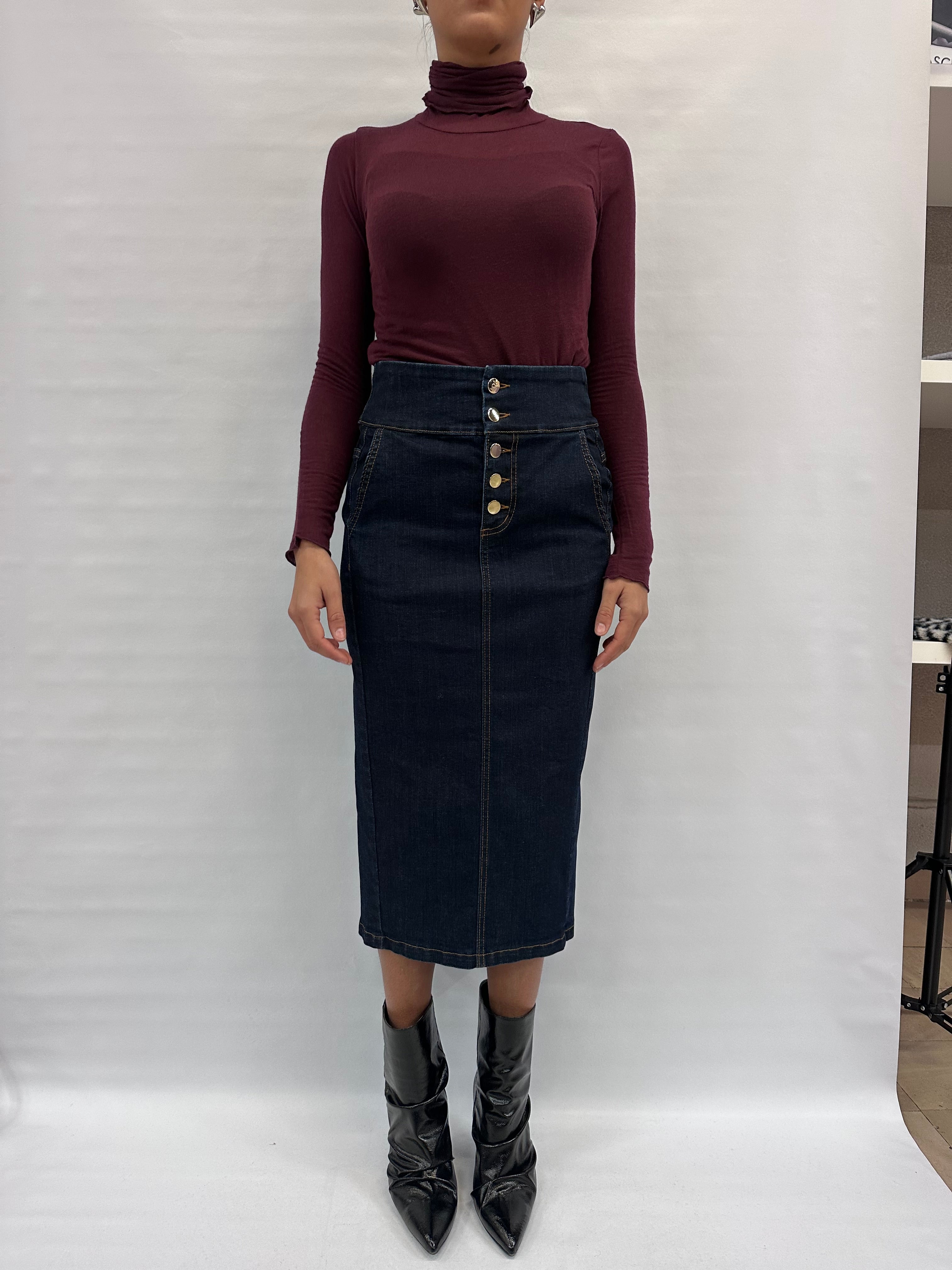 Gonna RINASCIMENTO lunga in Jeans disponibile anche con giubbino in coordinato - Cod: CFC0124971003