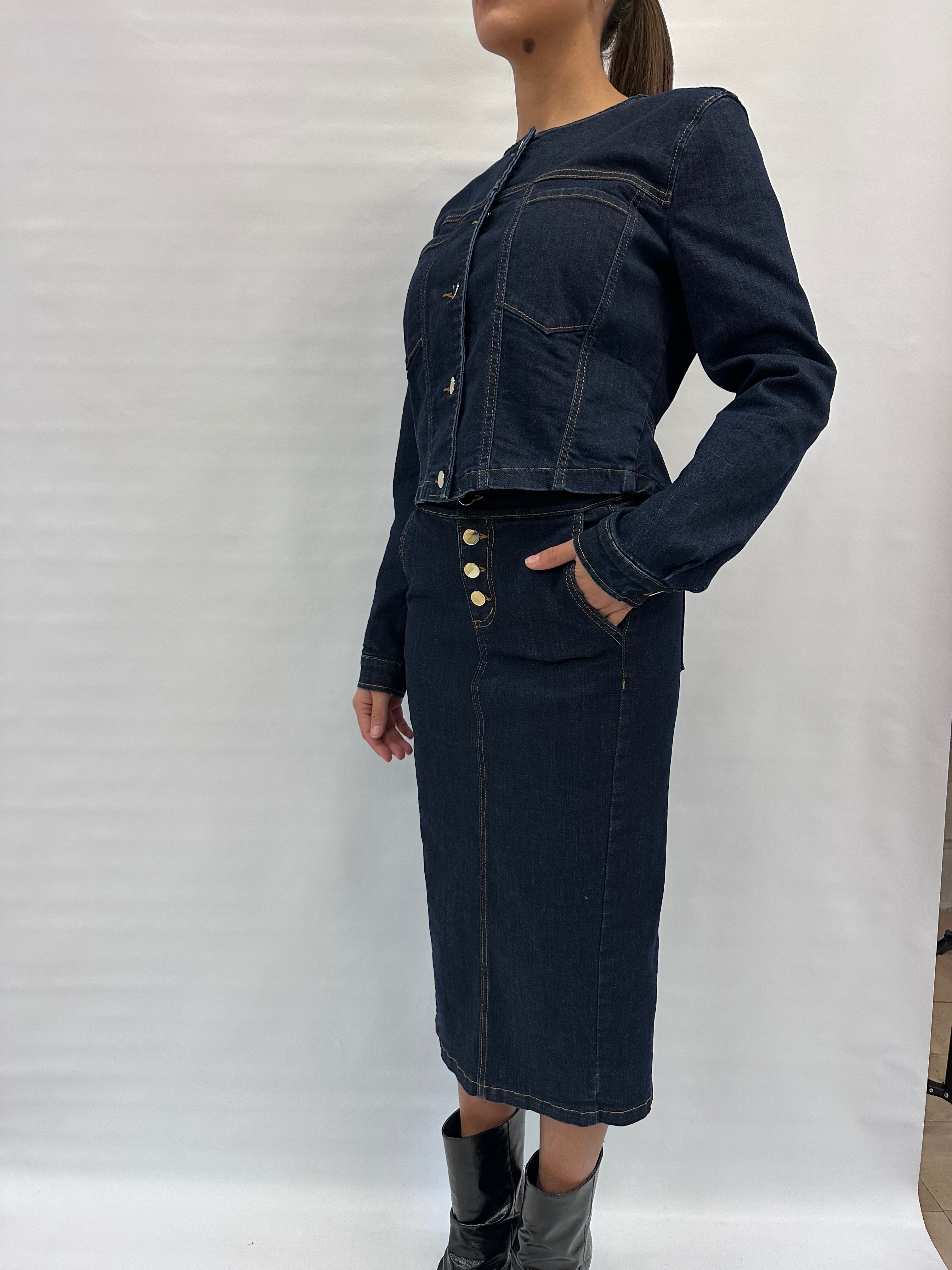 Coordinato RINASCIMENTO composto da gonna e giubbino in Jeans - Cod: CFC124962003 e CFC0124971003