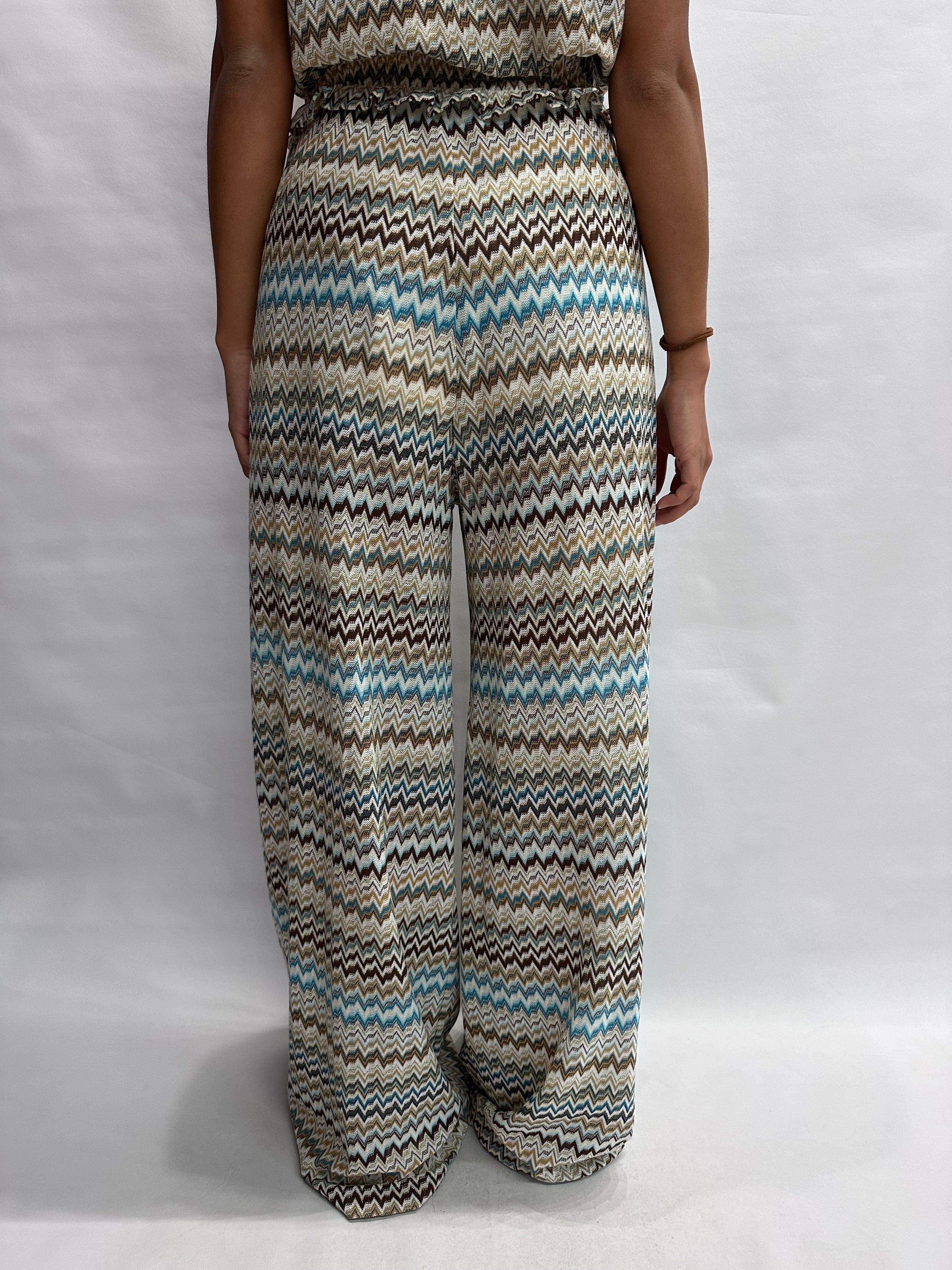 Pantalone TENSIONE IN in trama missoni nei colori dell' Azzurro, COD: S26PD07