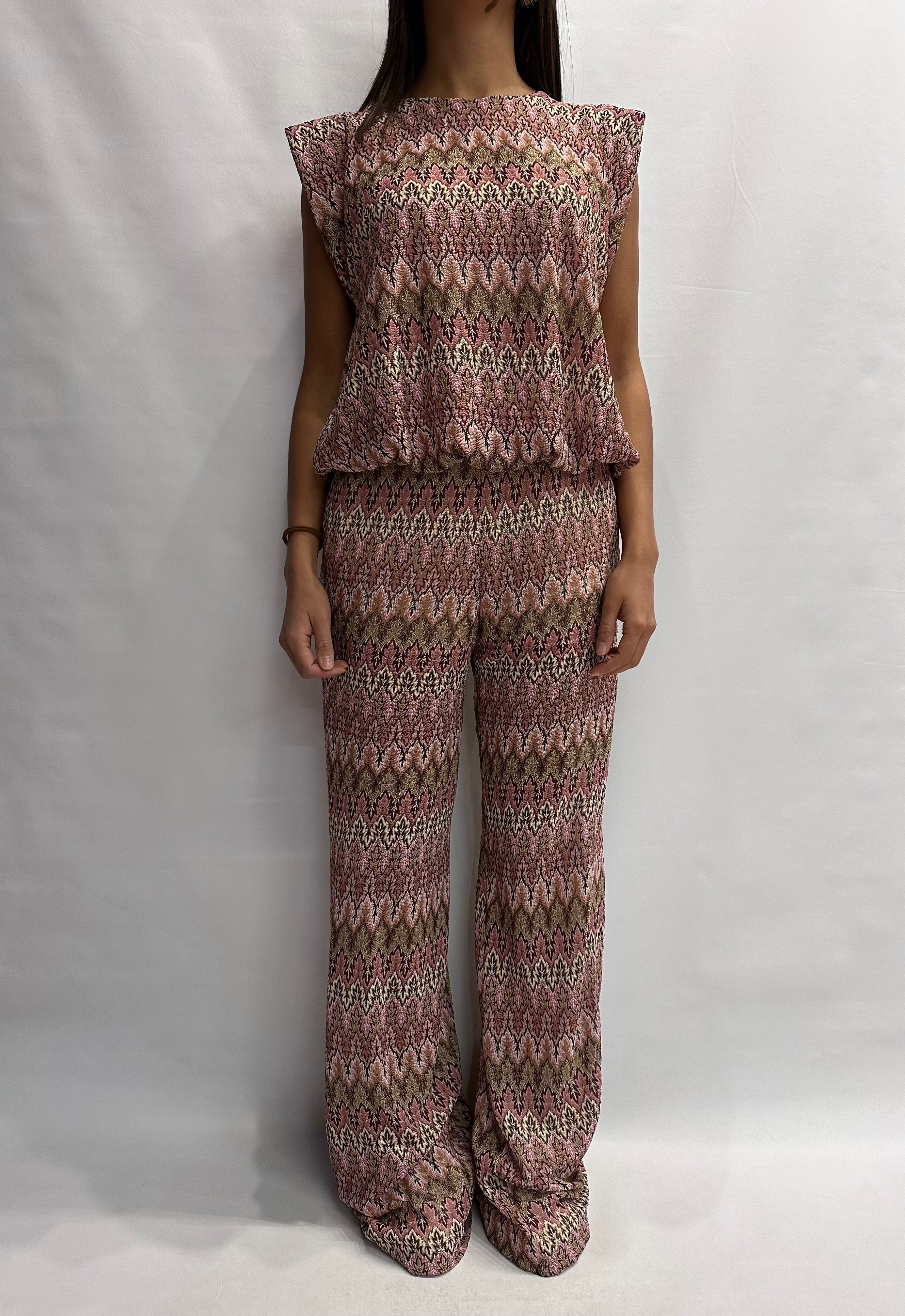 Coordinato TENSIONE IN in trama missoni nei colori del Rosa, COD: VS1476 e VS1475