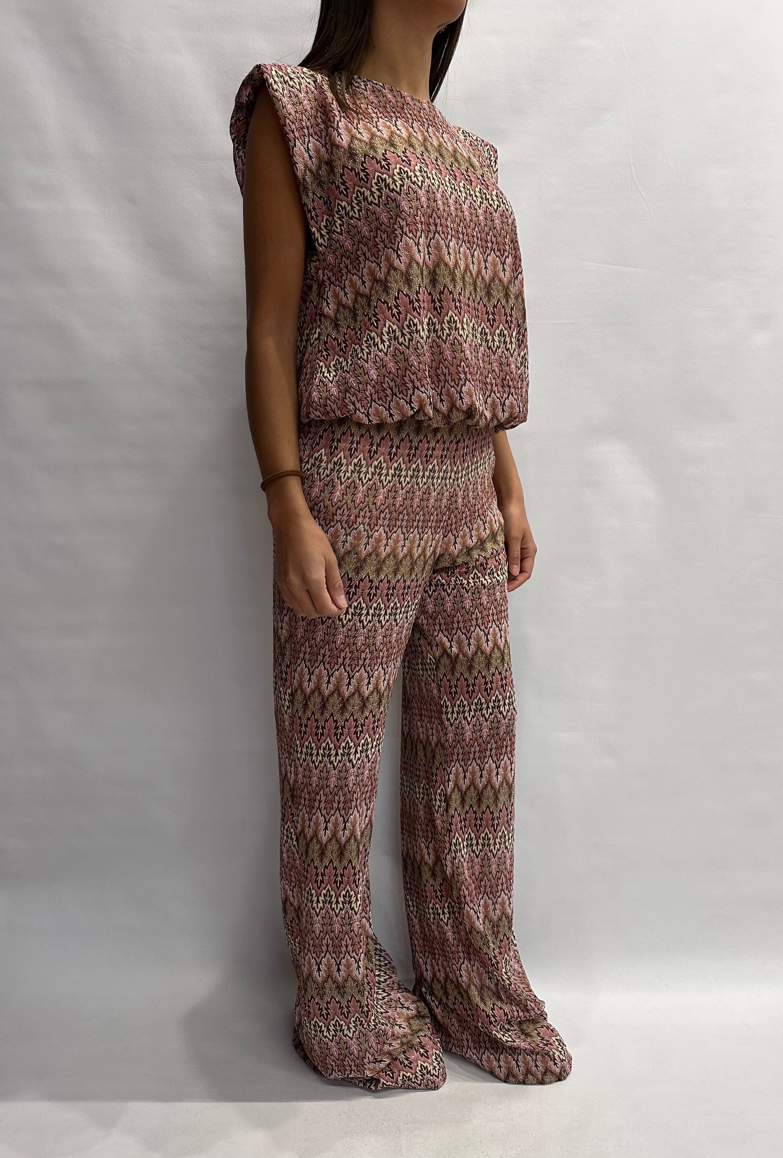Coordinato TENSIONE IN in trama missoni nei colori del Rosa, COD: VS1476 e VS1475