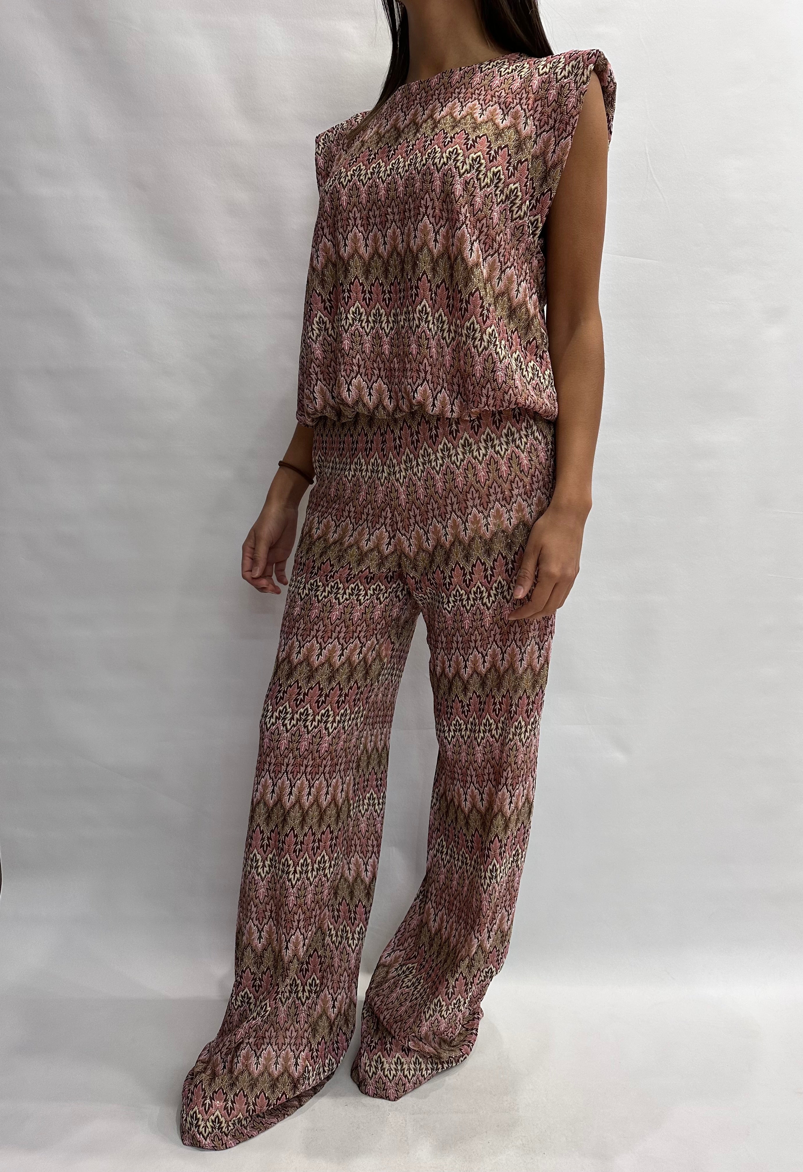 Coordinato TENSIONE IN in trama missoni nei colori del Rosa, COD: VS1476 e VS1475