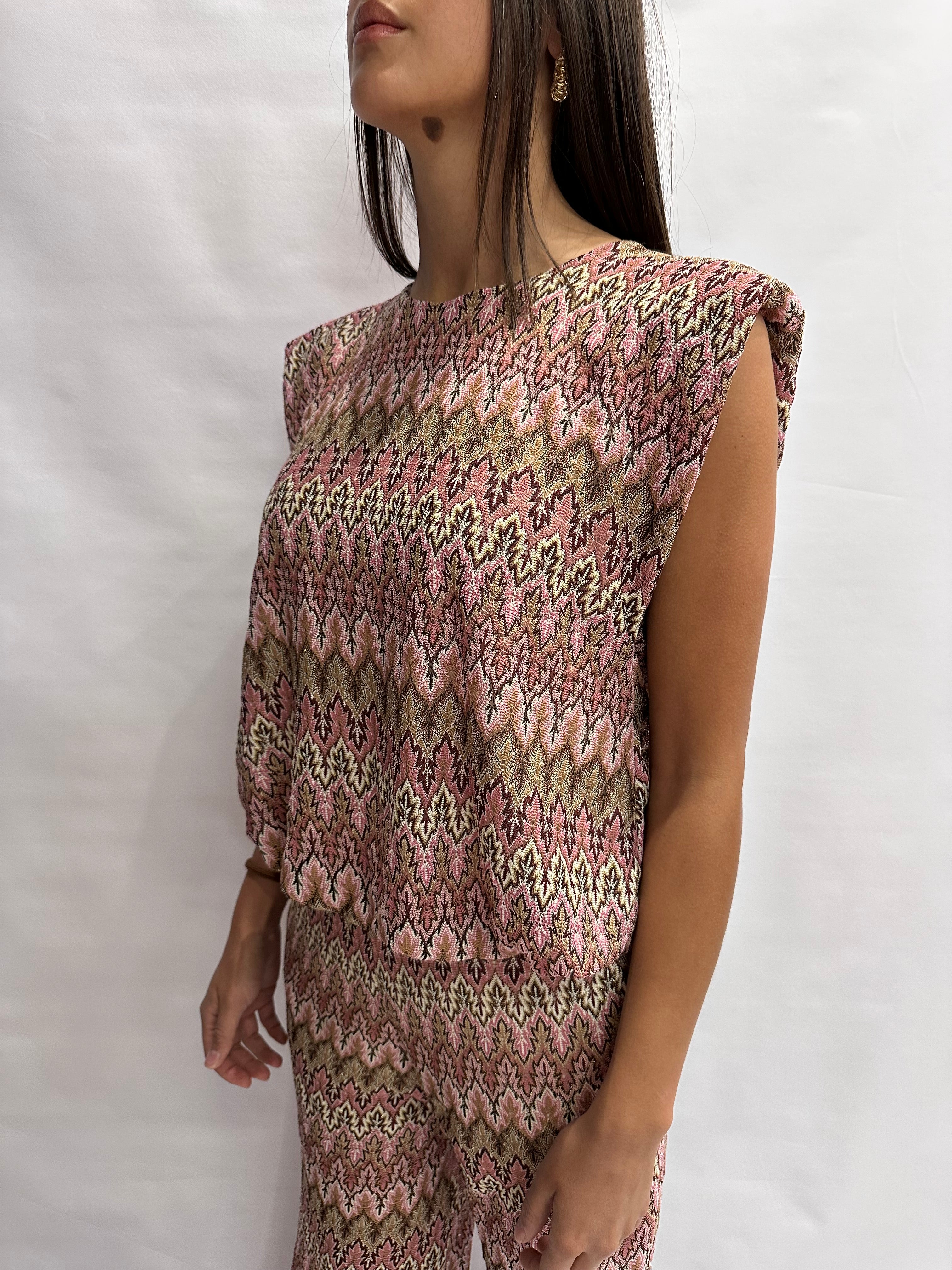 Coordinato TENSIONE IN in trama missoni nei colori del Rosa, COD: VS1476 e VS1475