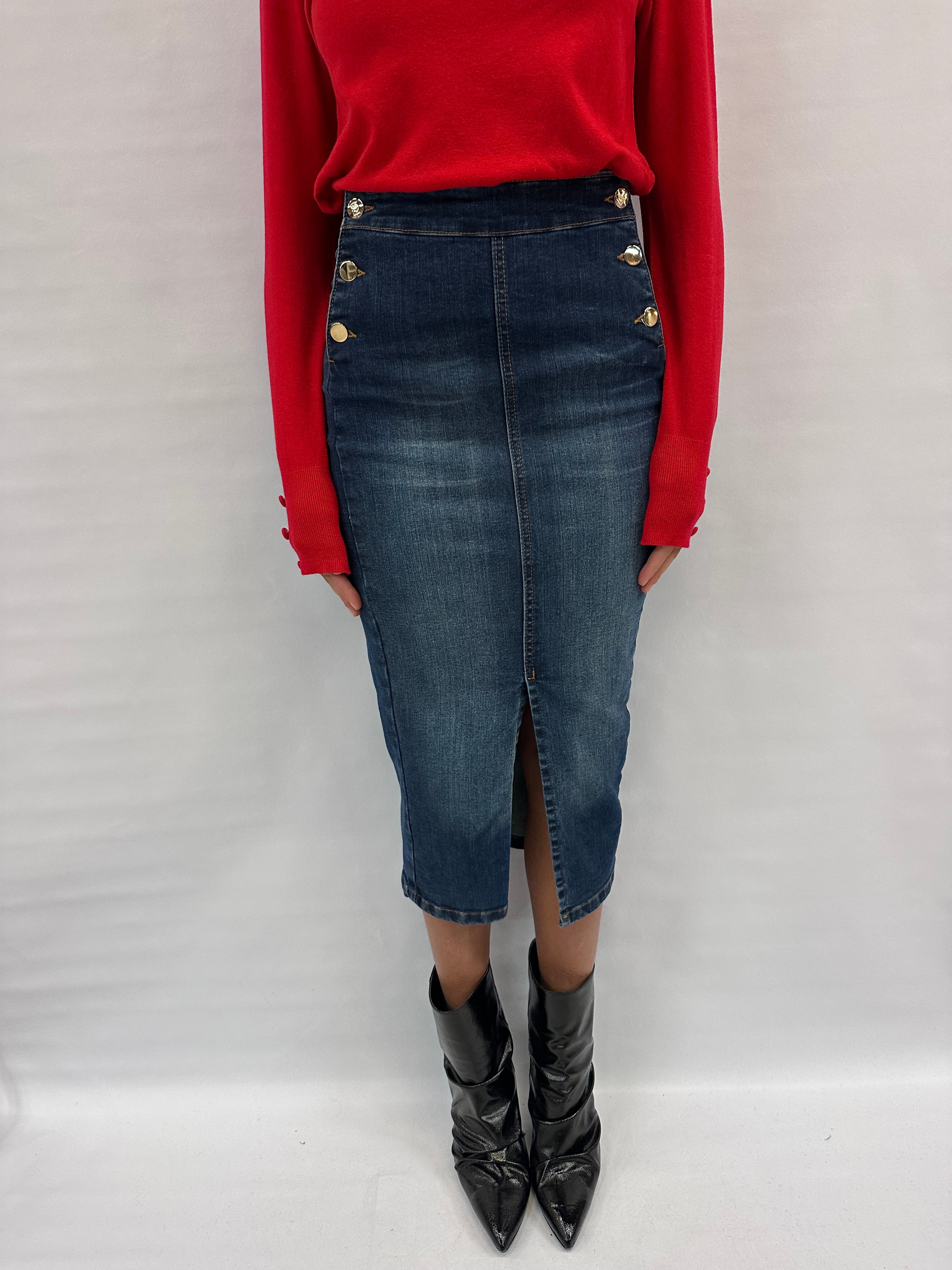 Gonna RINASCIMENTO lunga in Jeans con spacco sul davanti - Cod: CFC0124973003