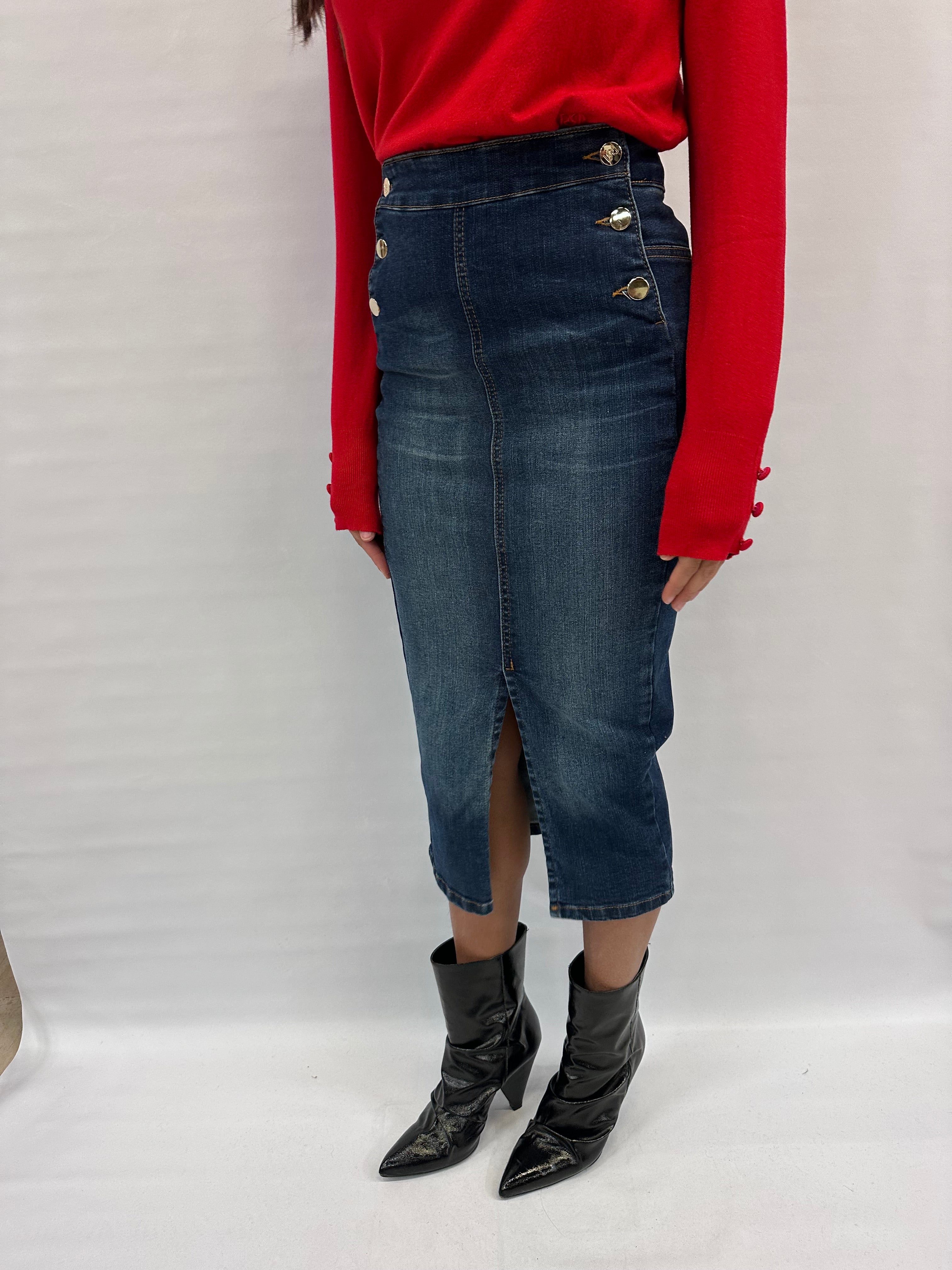 Gonna RINASCIMENTO lunga in Jeans con spacco sul davanti - Cod: CFC0124973003