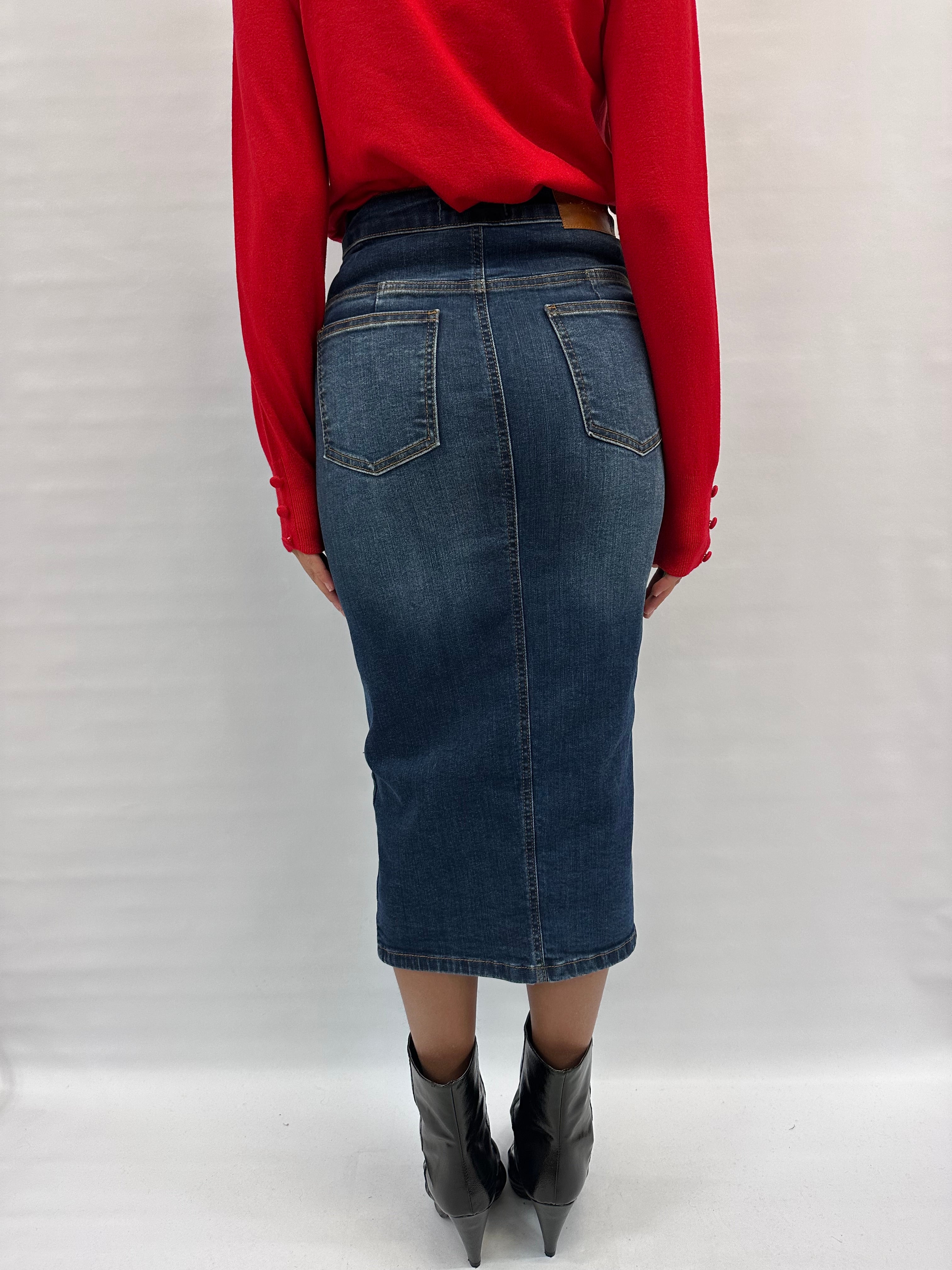 Gonna RINASCIMENTO lunga in Jeans con spacco sul davanti - Cod: CFC0124973003