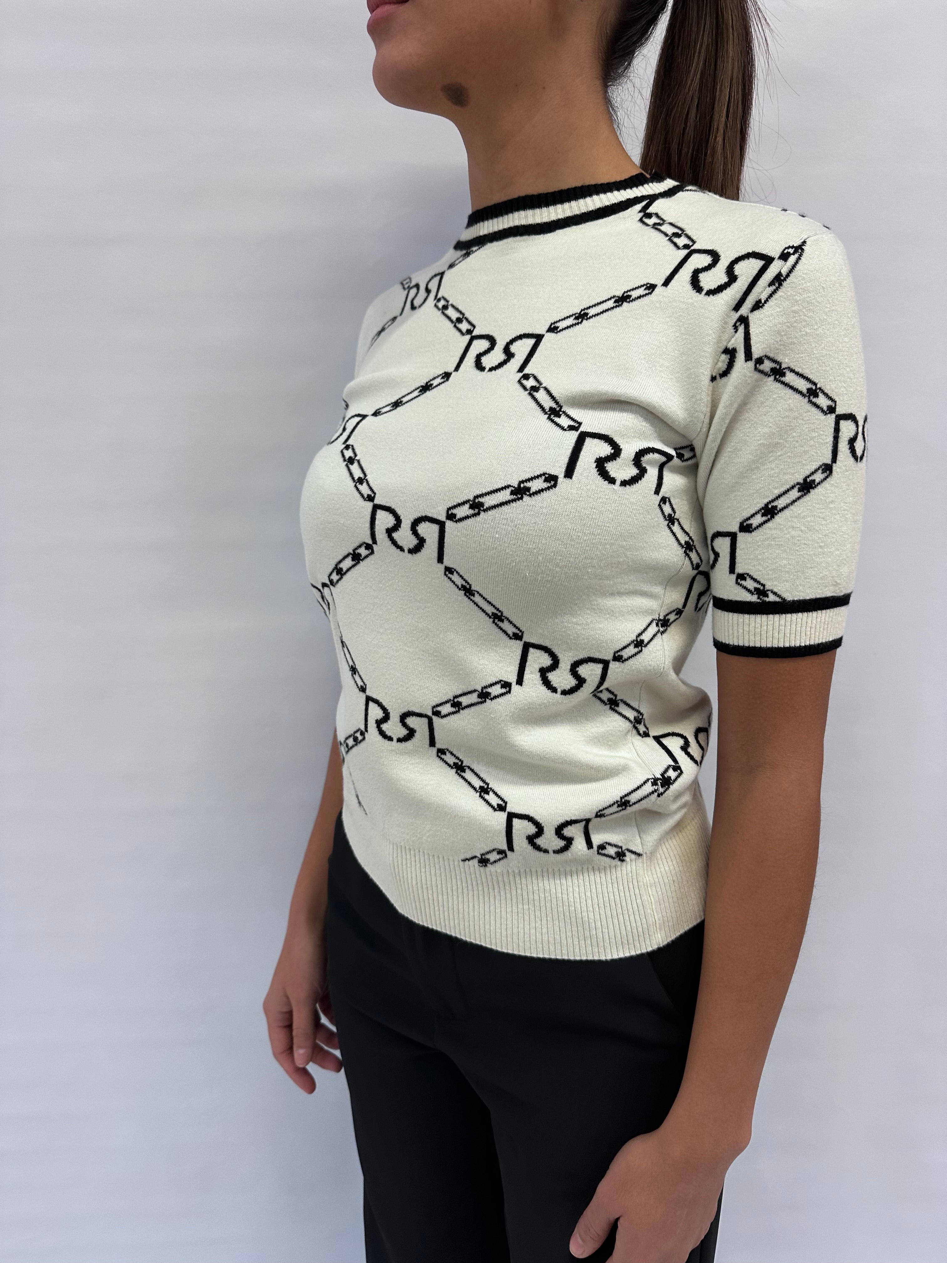 Maglia RINASCIMENTO a maniche corte con trama a catene , COD: CFM0012027003