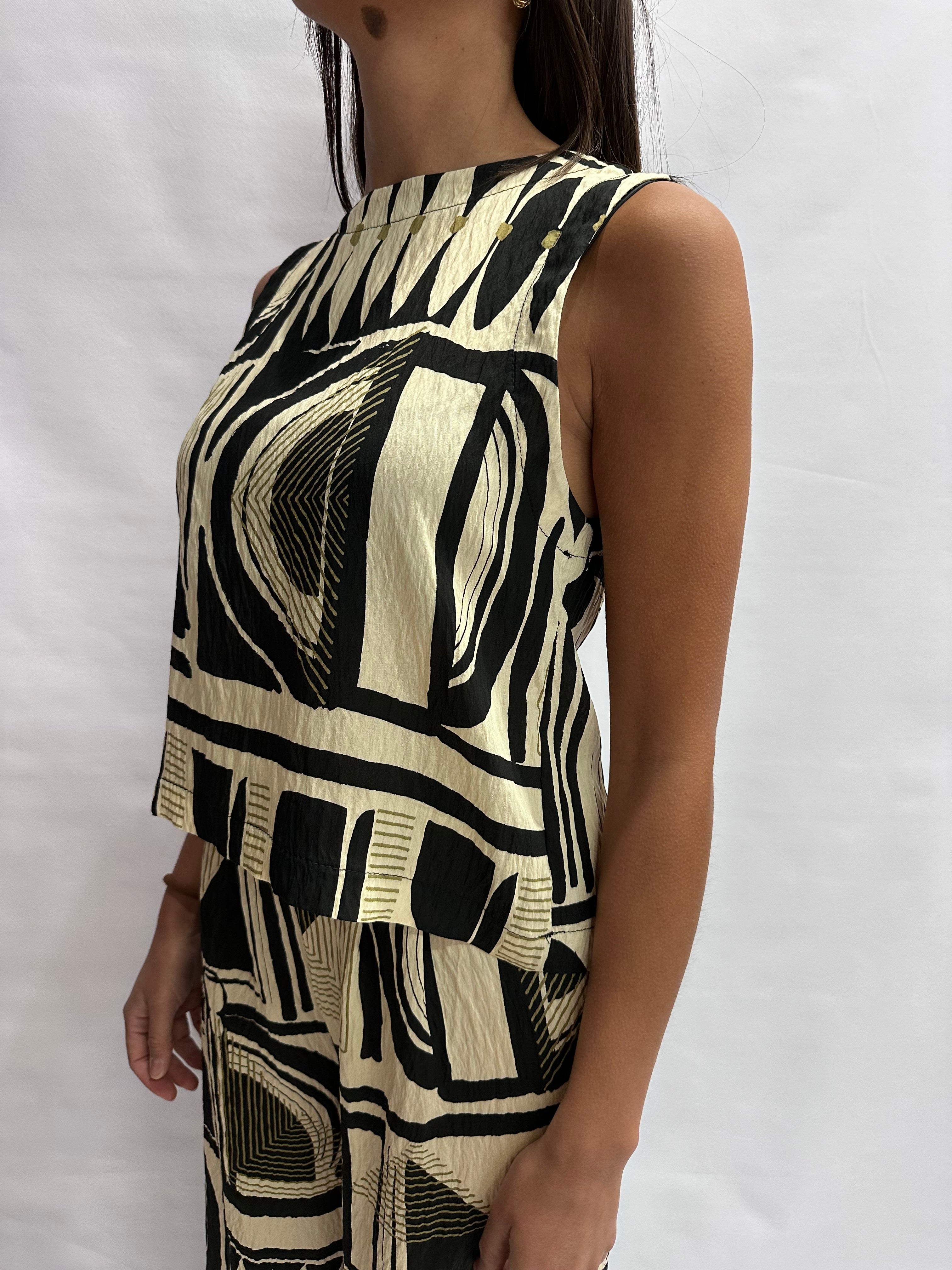 Canotta RINASCIMENTO in trama Optical disponibile anche con pantaloni in coordinato, COD: VS1476