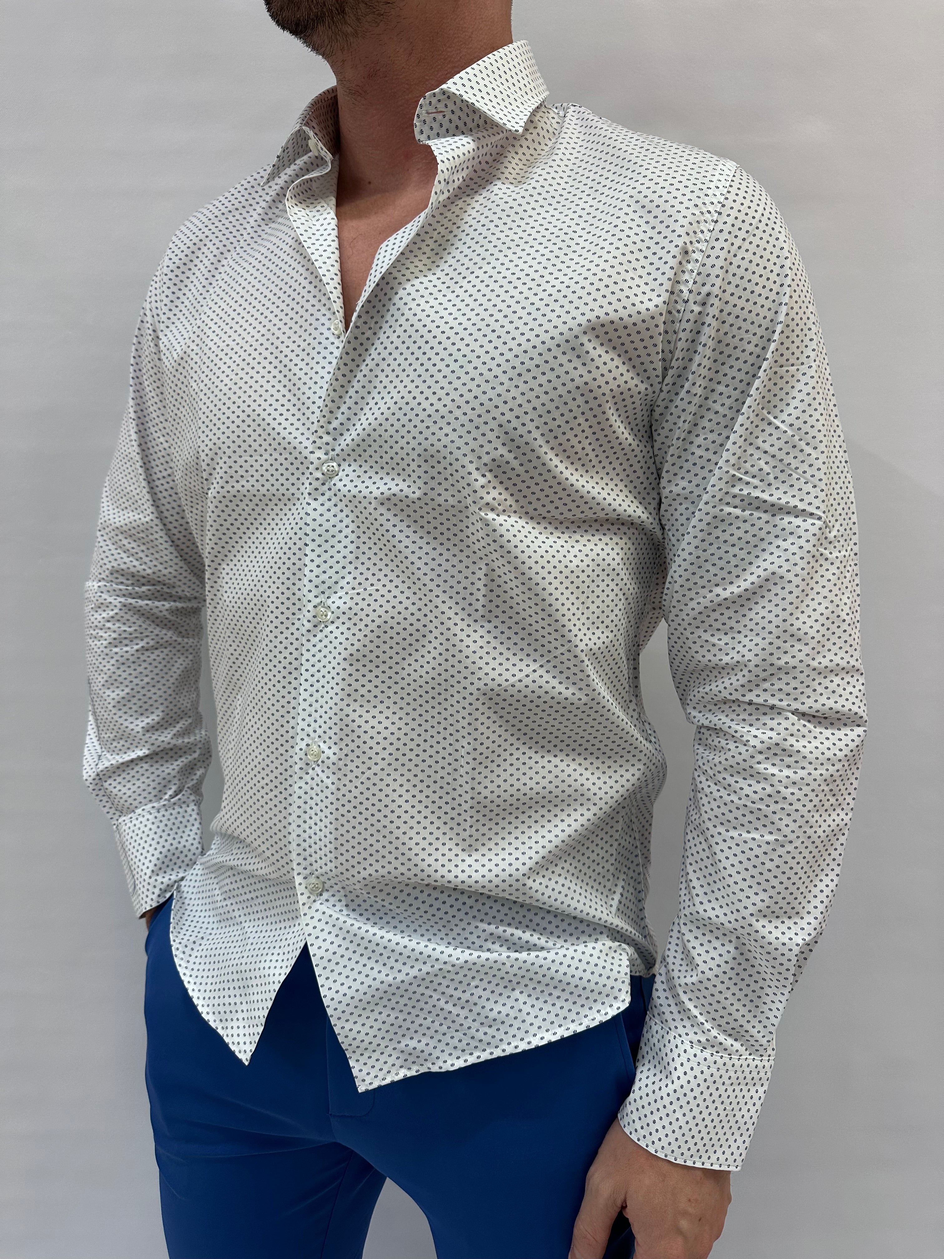 Camicia SL56 trama geometrica a pois interrotti - Cod: NICOLA01