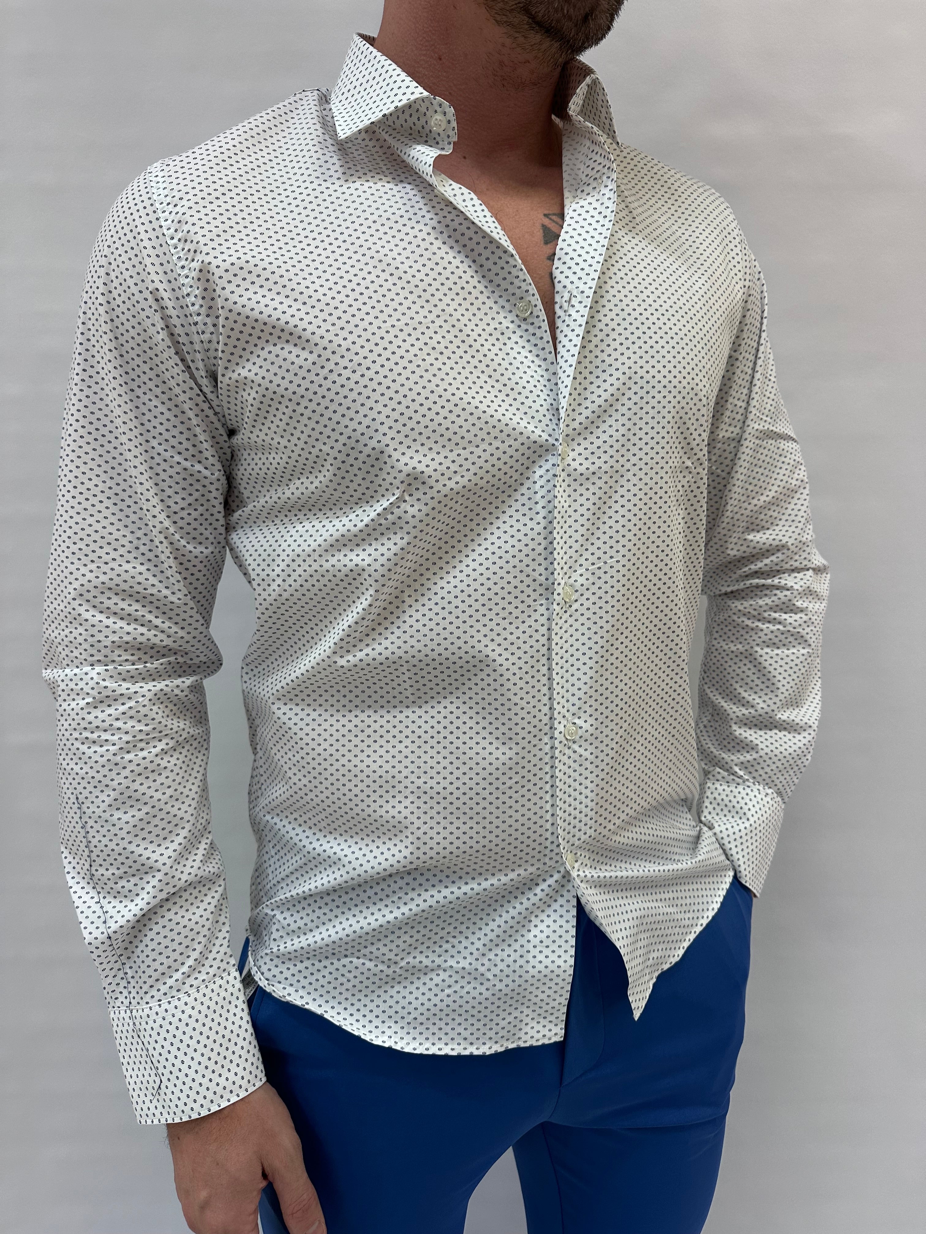 Camicia SL56 trama geometrica a pois interrotti - Cod: NICOLA01