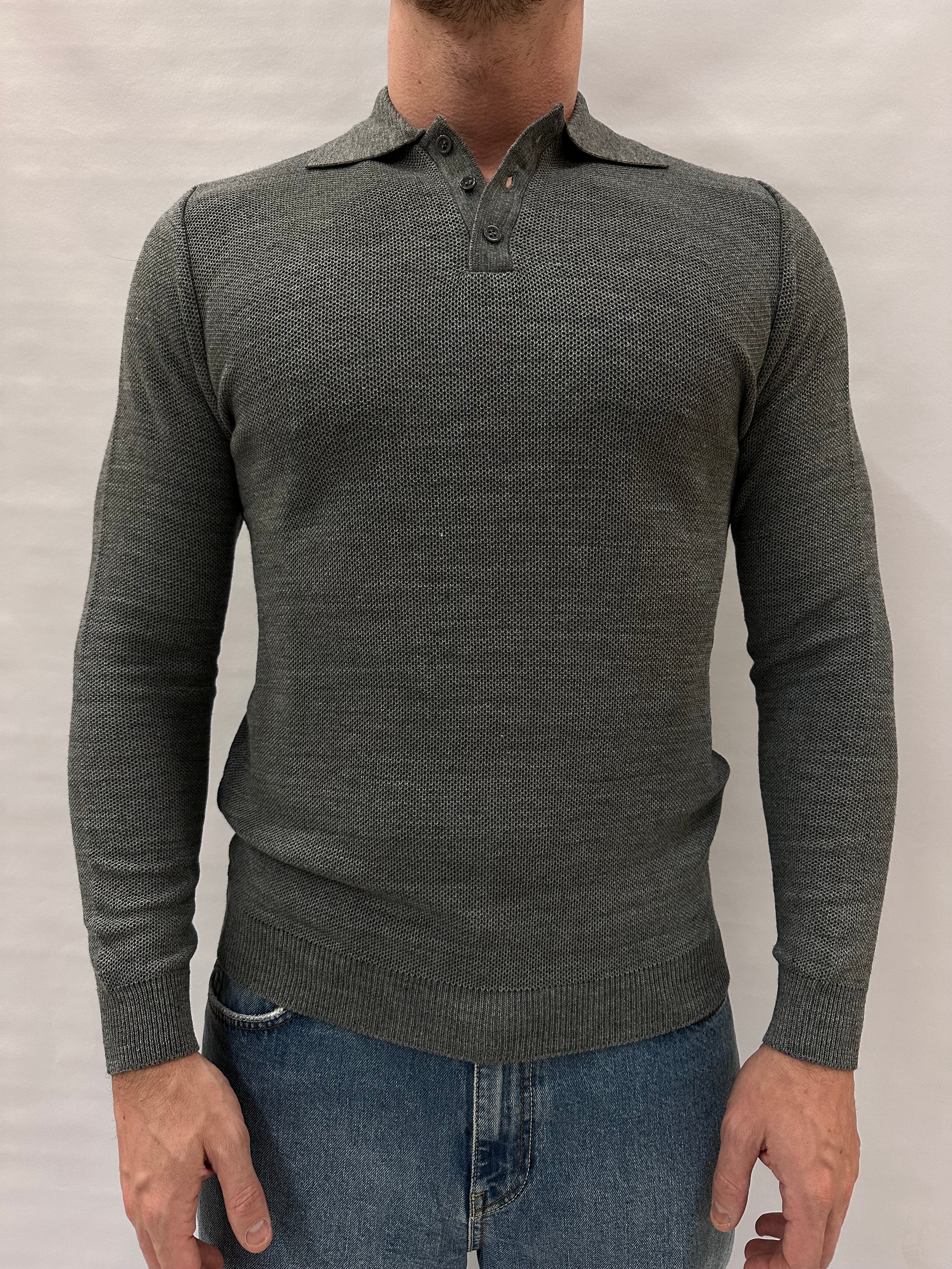 Maglione a polo BLUEJOINT aderente con bottoncini, Cod: 6493