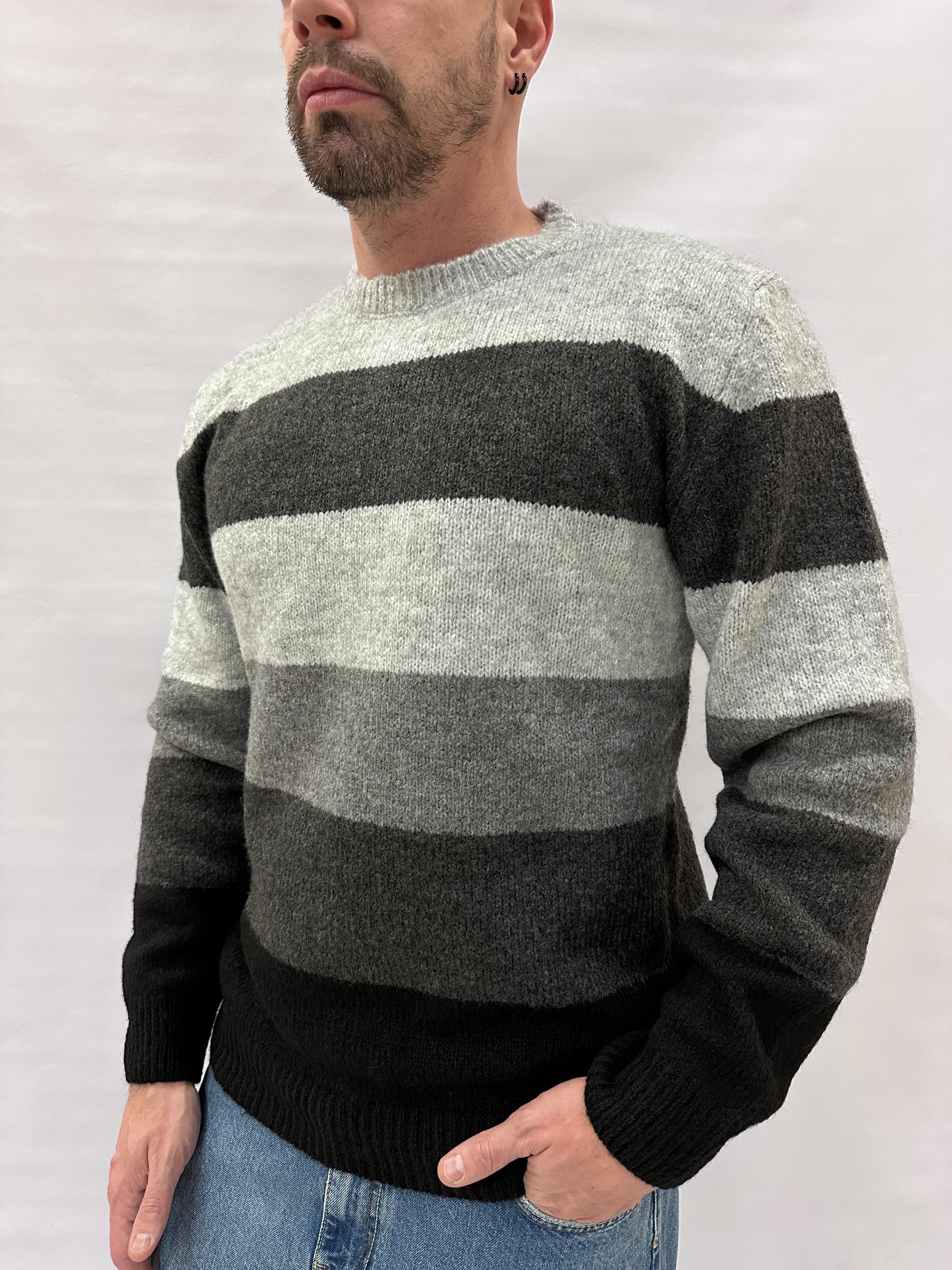 Maglione XAGON MAN girocollo, a righ , Cod: KW1017