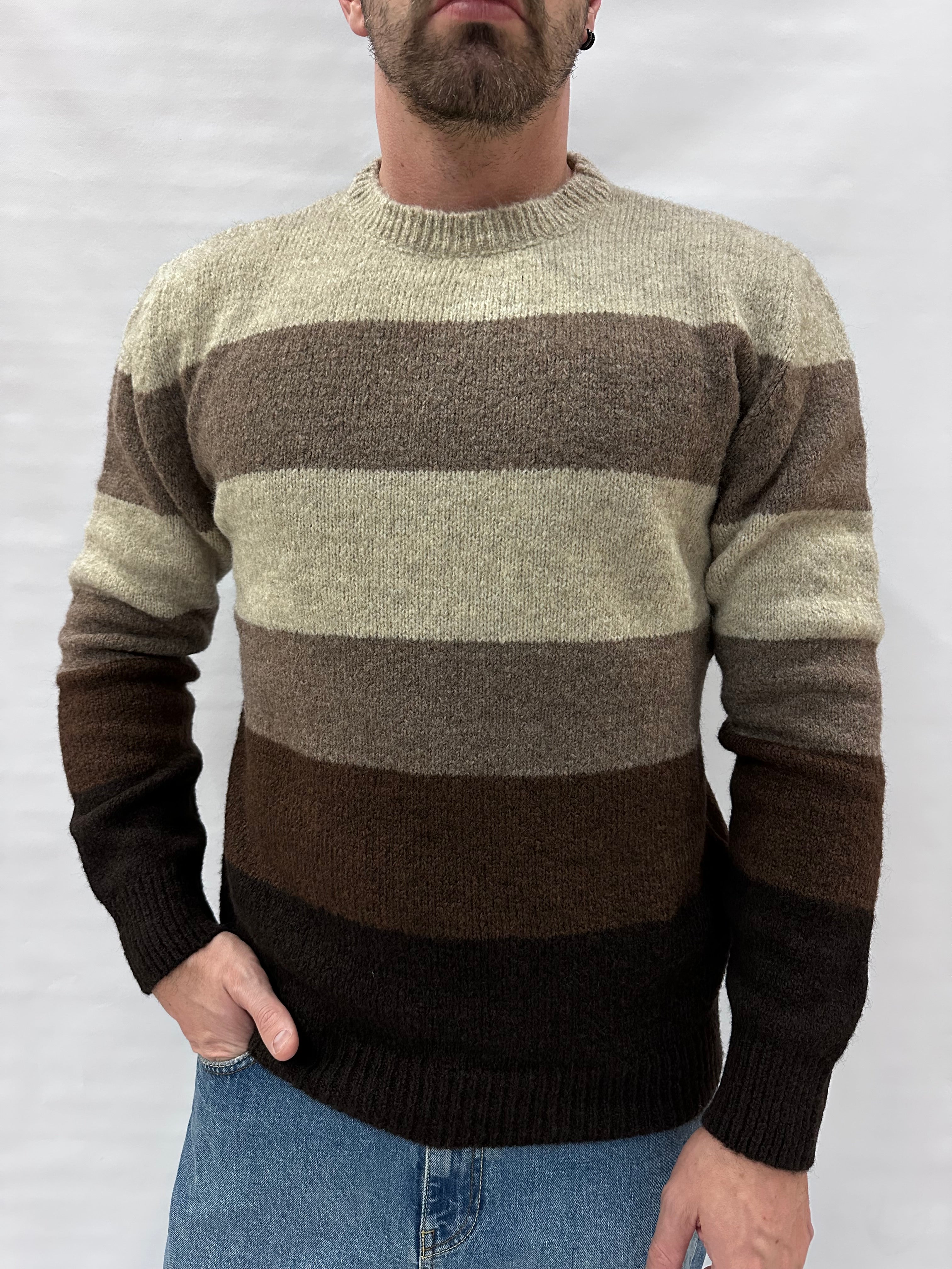 Maglione XAGON MAN girocollo, a righe , Cod: KW1017