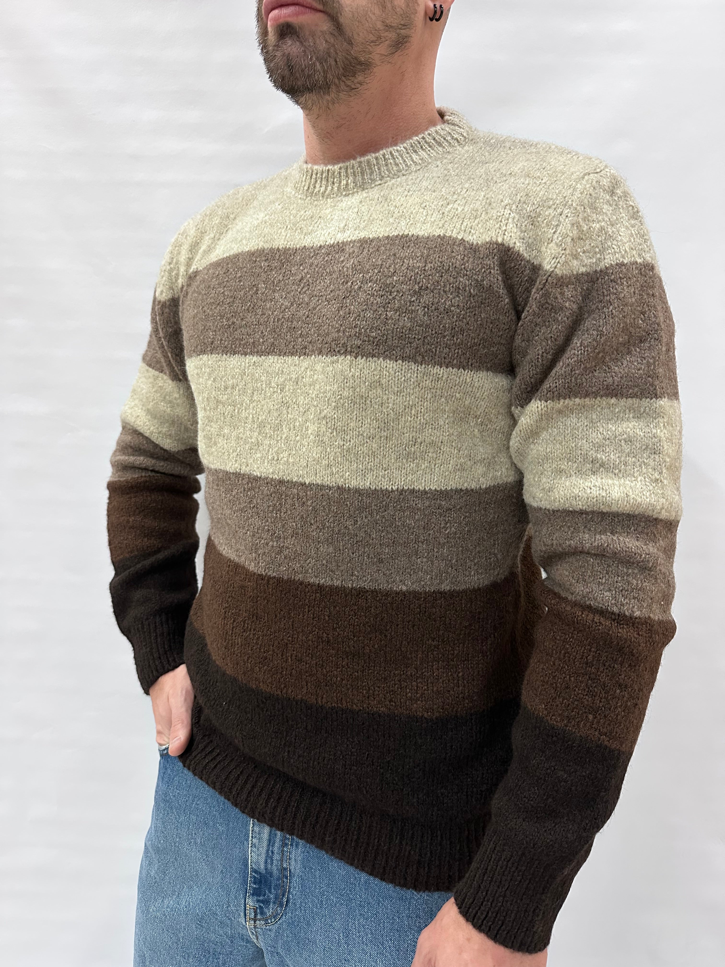 Maglione XAGON MAN girocollo, a righe , Cod: KW1017