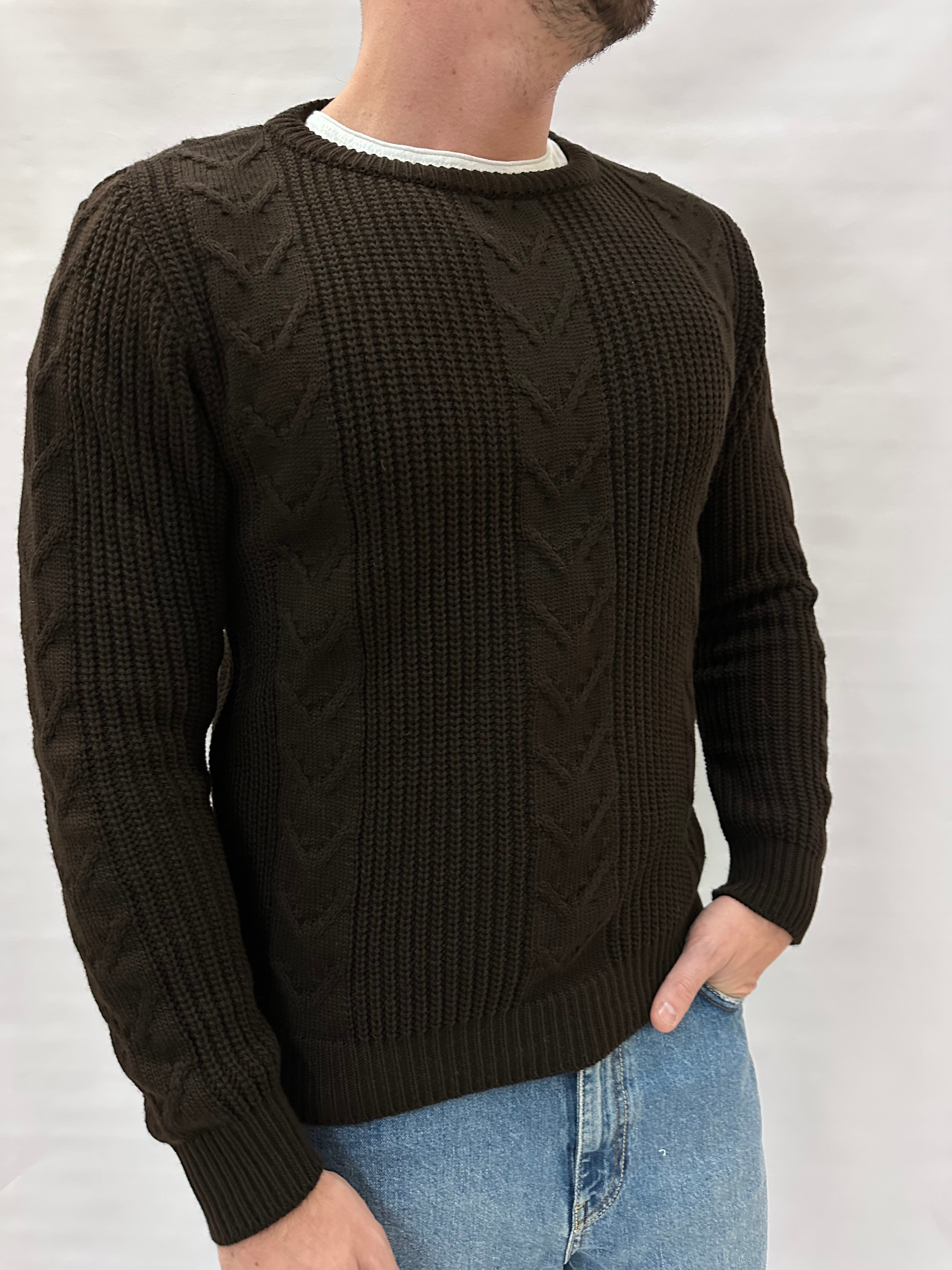 Maglione IMPERIAL girocollo, lavorato a ricami e trecce , Cod: M81416381