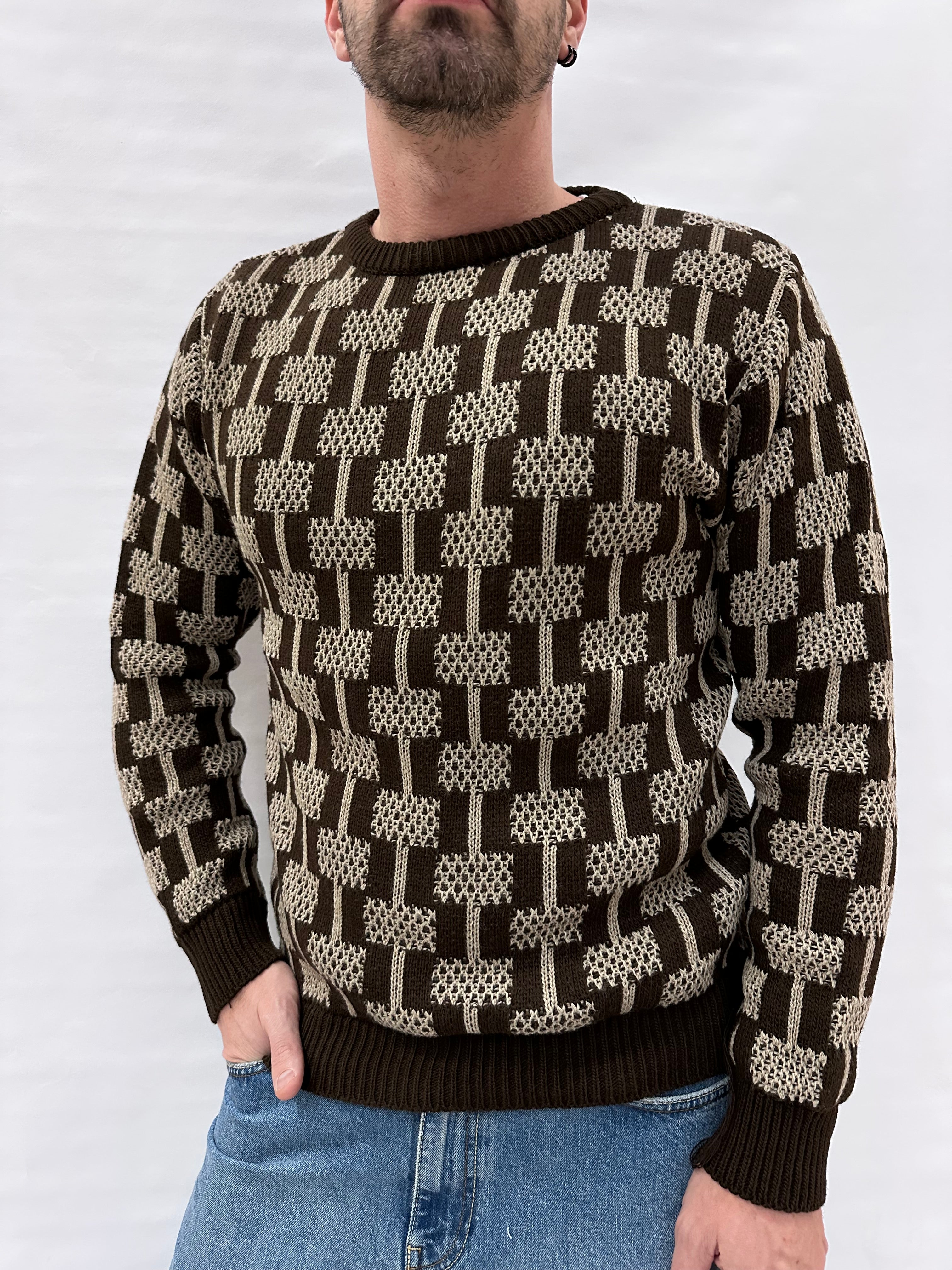 Maglione IMPERIAL girocollo, lavorato con trama geometrica , Cod: M81416346