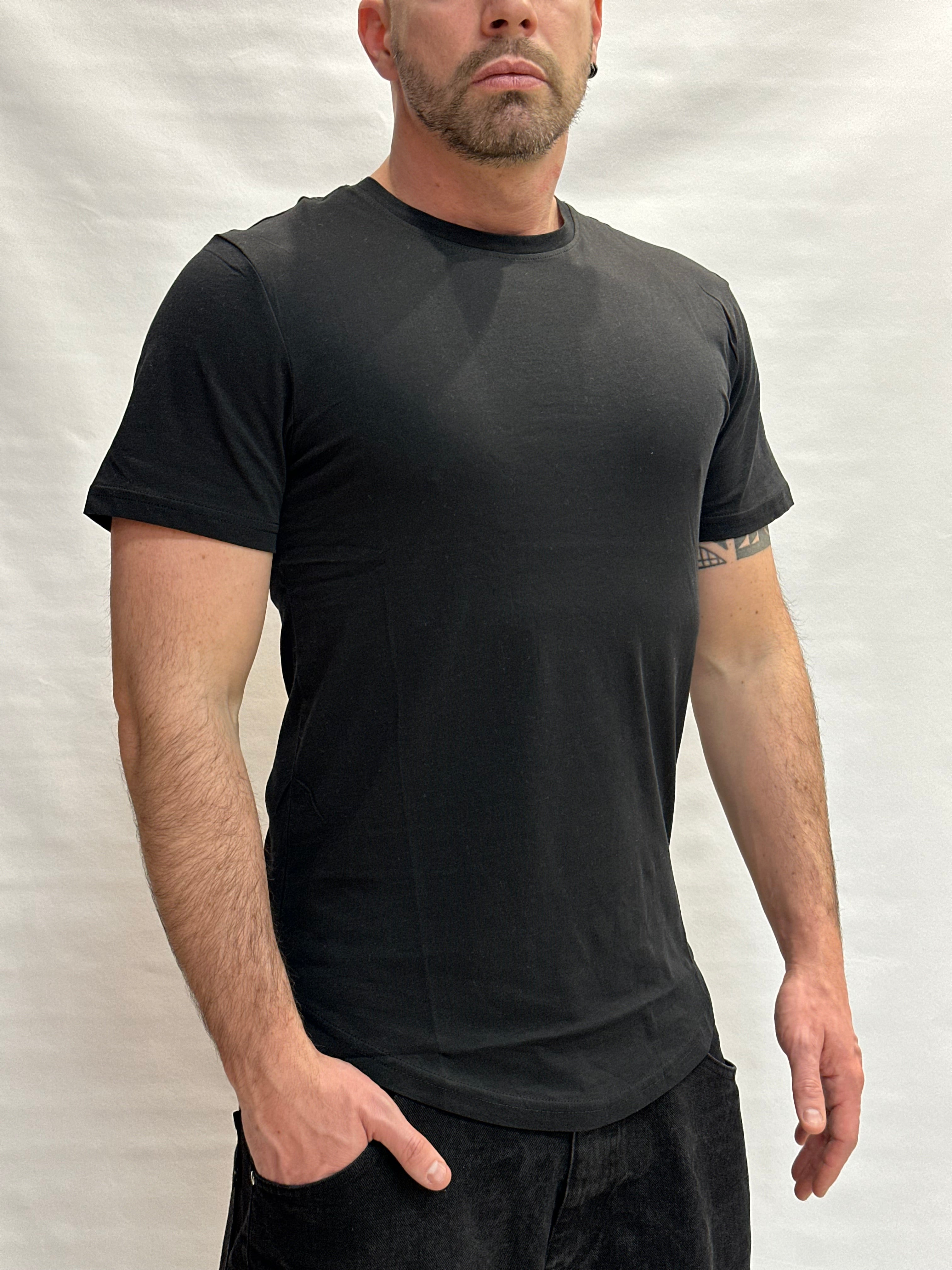 T Shirt BL11 Cotone/Lino regular, girocollo con risvolto sulla manica cucito - Cod: GOTO