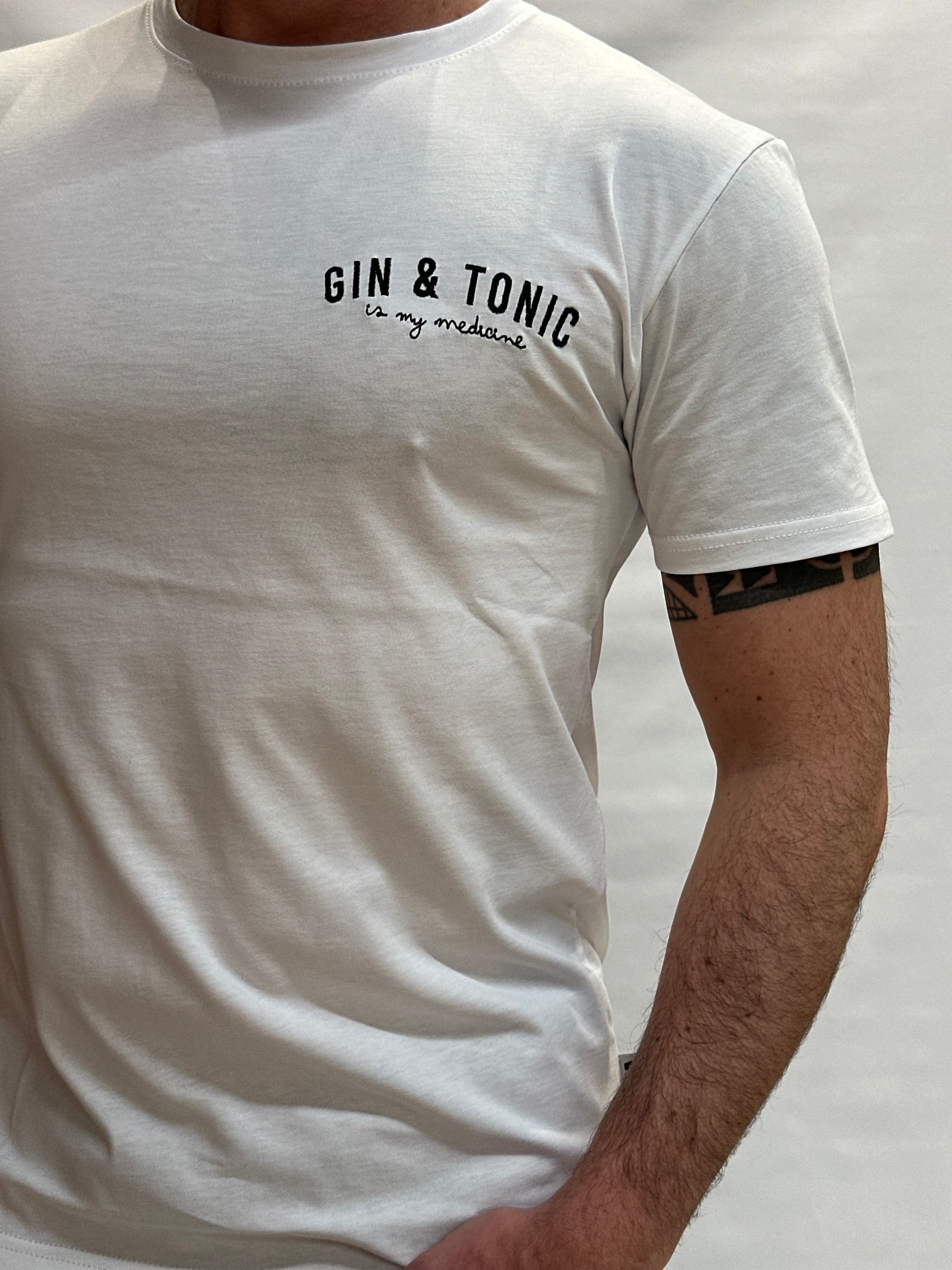 T Shirt BERNA con scritta "GIN&TONIC is my medicine" sul cuore - Cod: 2610752