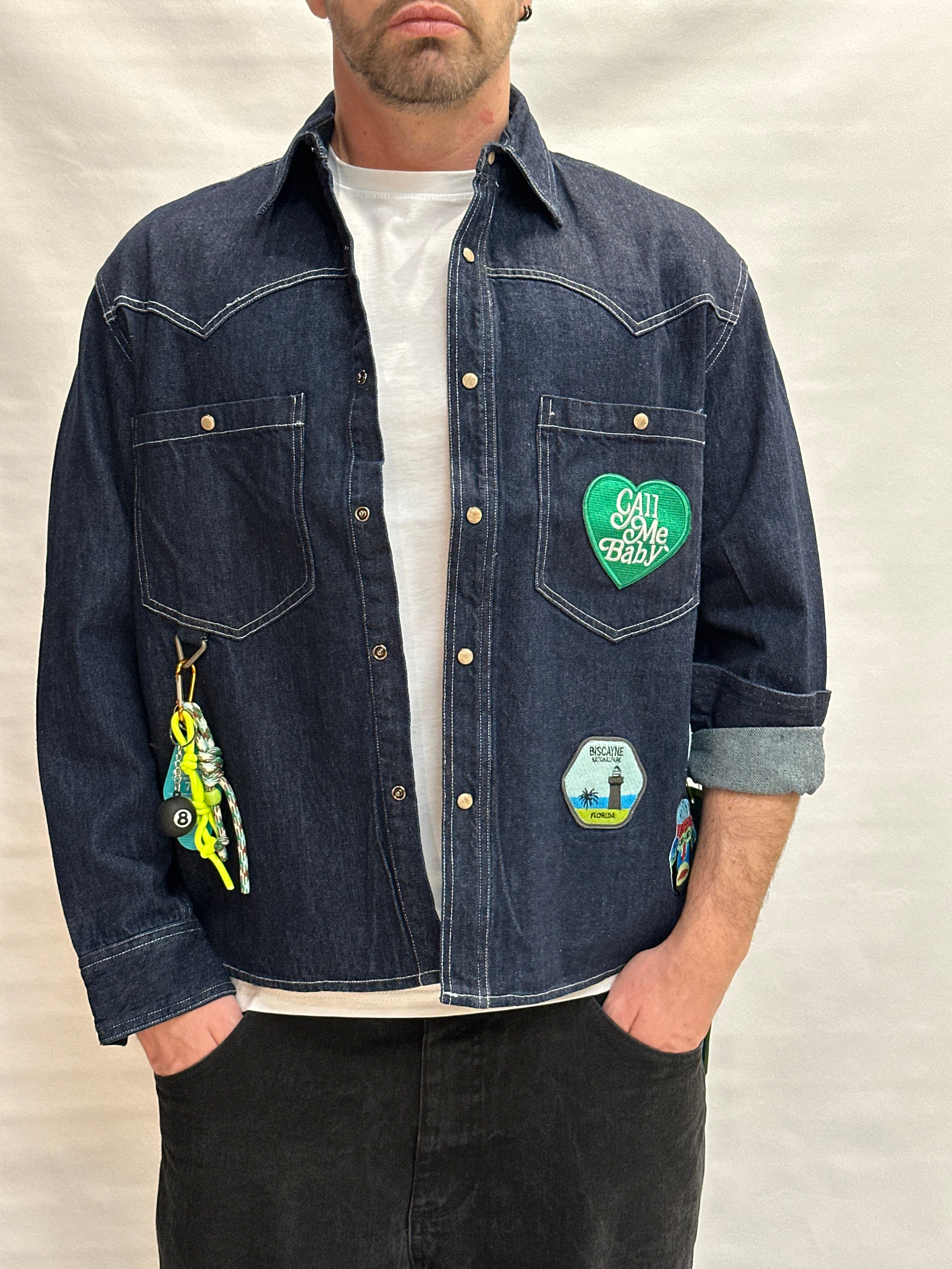 Sahariana BERNA in Jeans con patch sul davanti e sul retro - Cod: 26122830