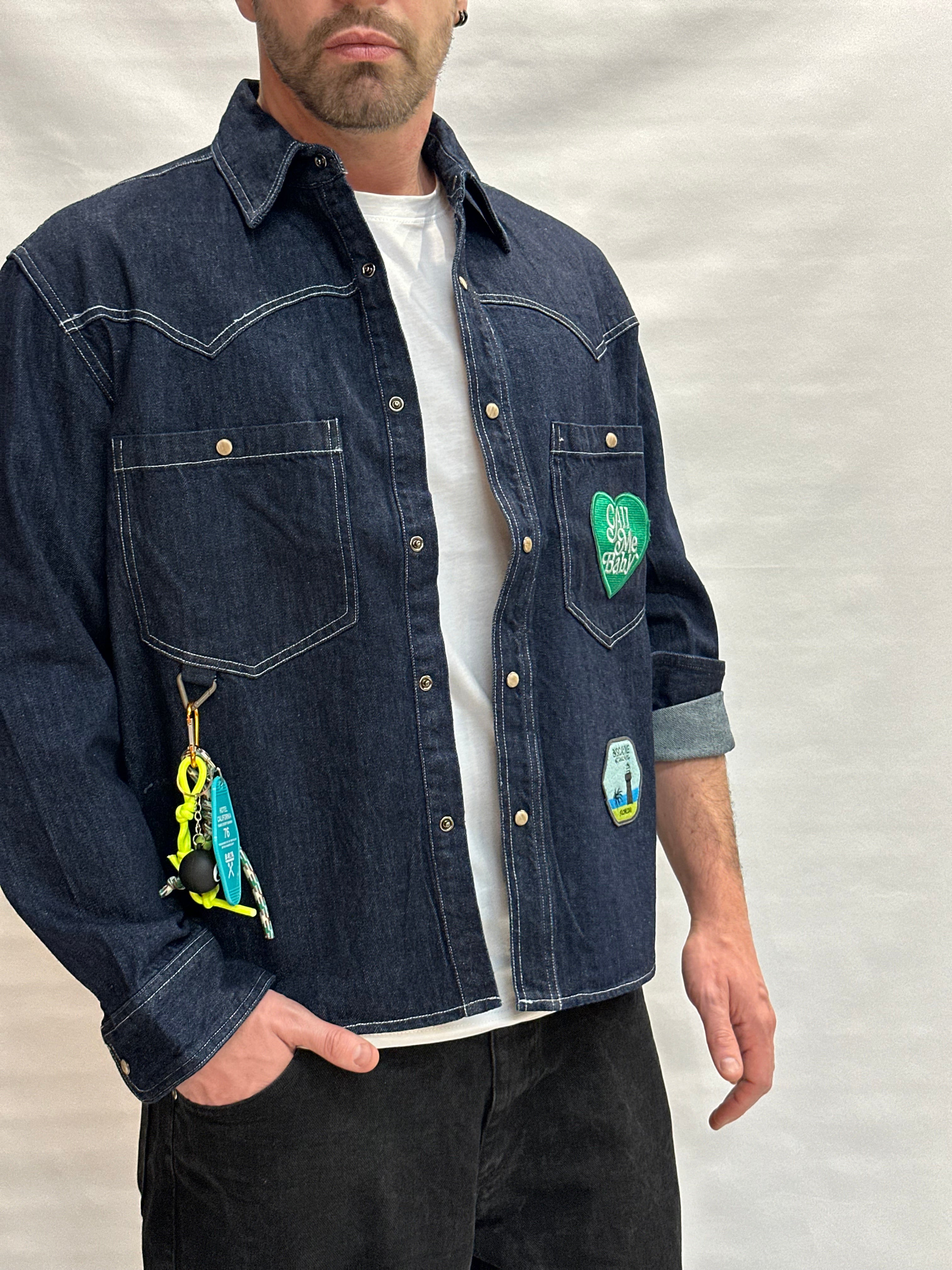 Sahariana BERNA in Jeans con patch sul davanti e sul retro - Cod: 26122830