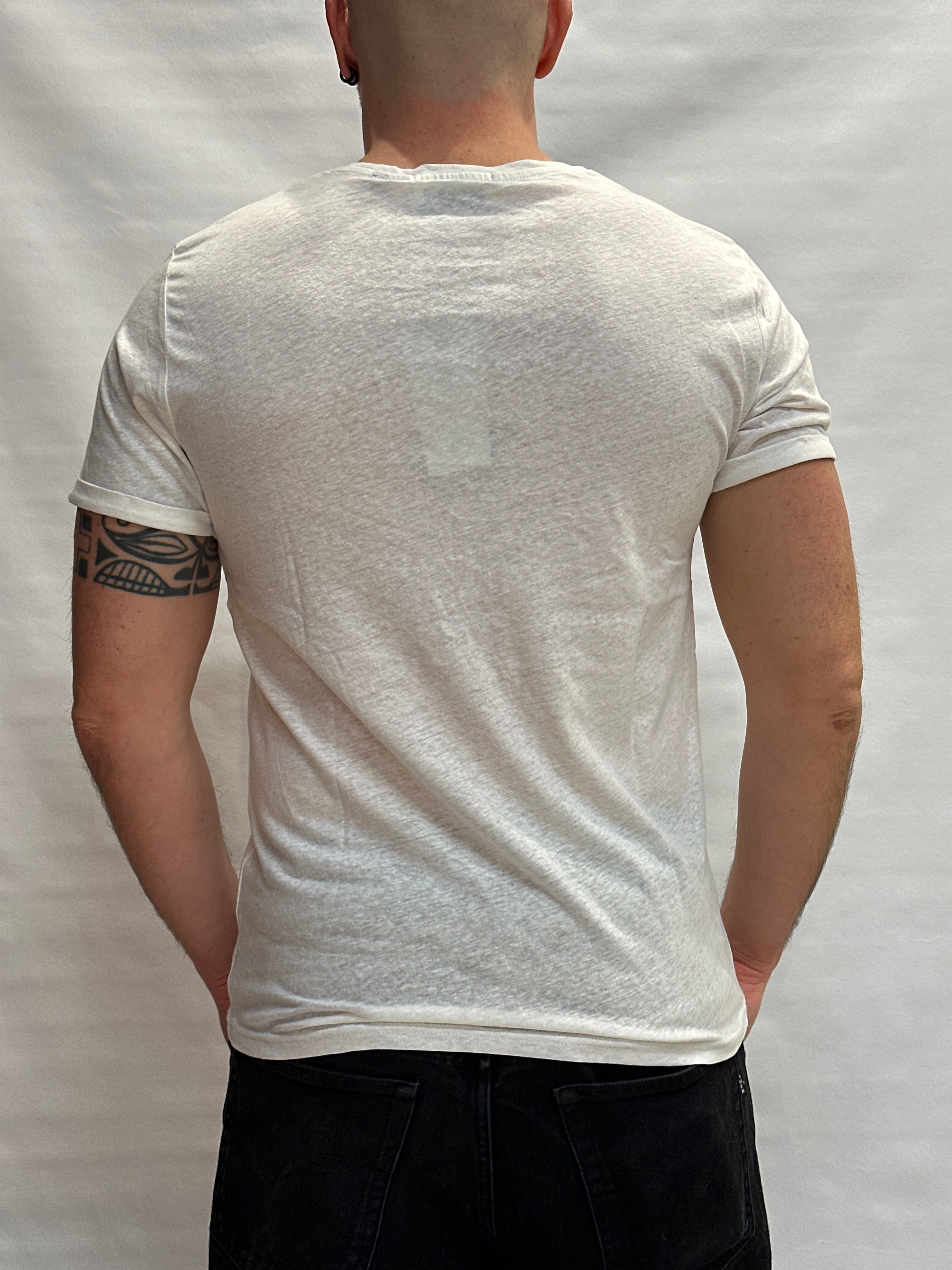 T Shirt BL11 Cotone/Lino regular, girocollo con risvolto sulla manica cucito - Cod: GOTO