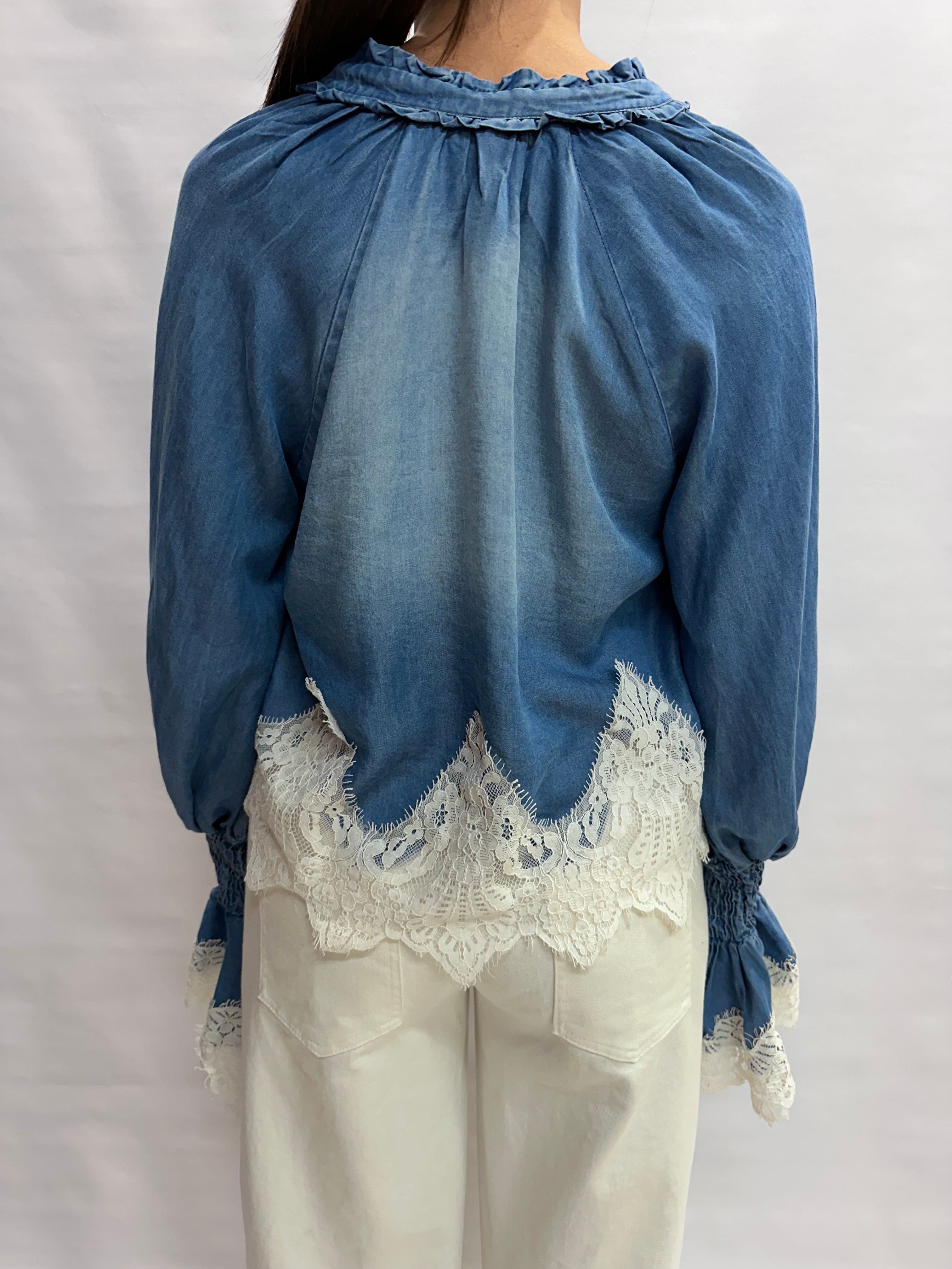 Camicia TENSIONE IN in Jeans con inserti in pizzo - Cod: S26C436