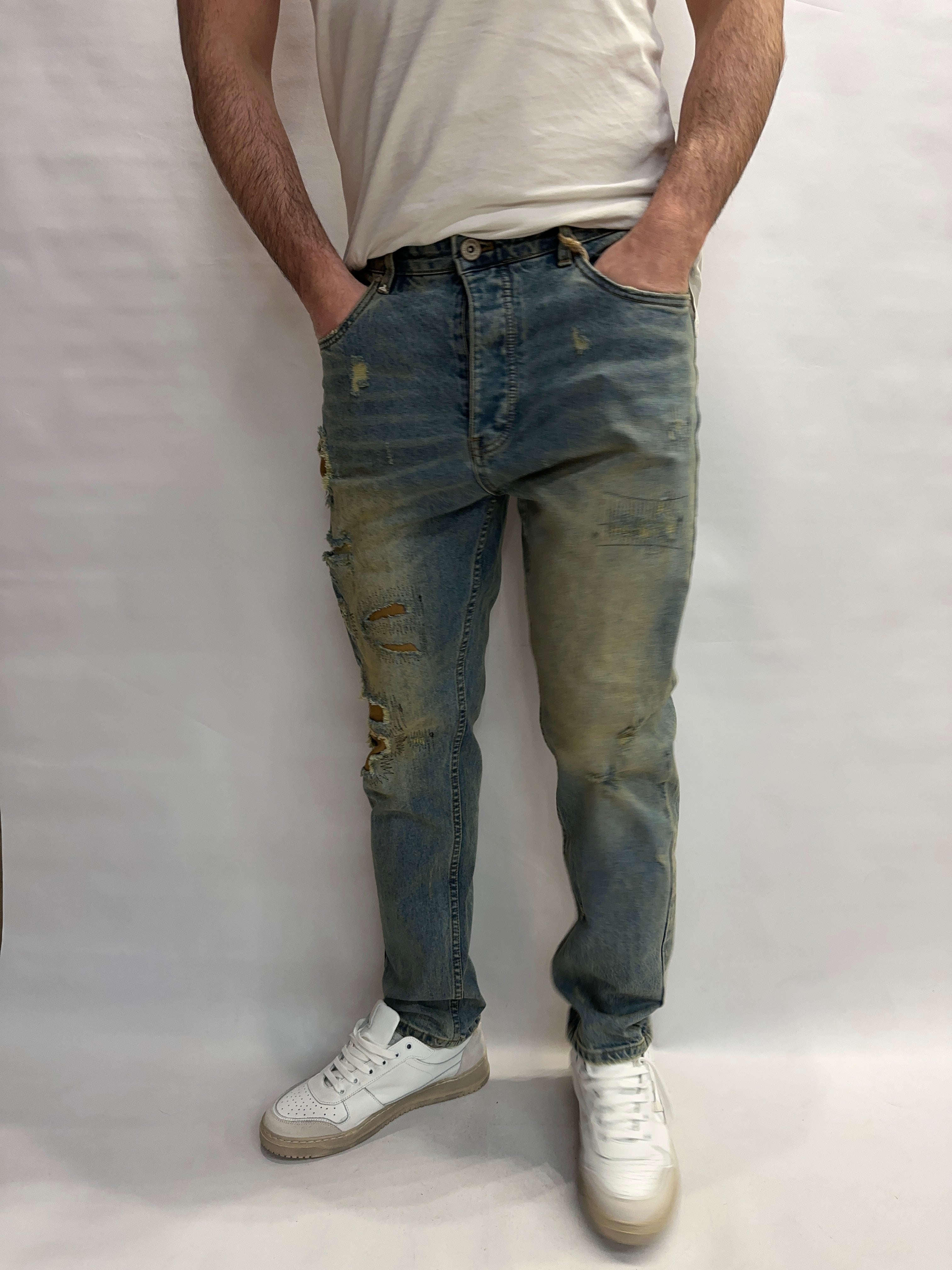 Jeans BERNA modello cropped (ossia morbido di gamba e lunghezza caviglia) color Blu Denim - COD: 26127930