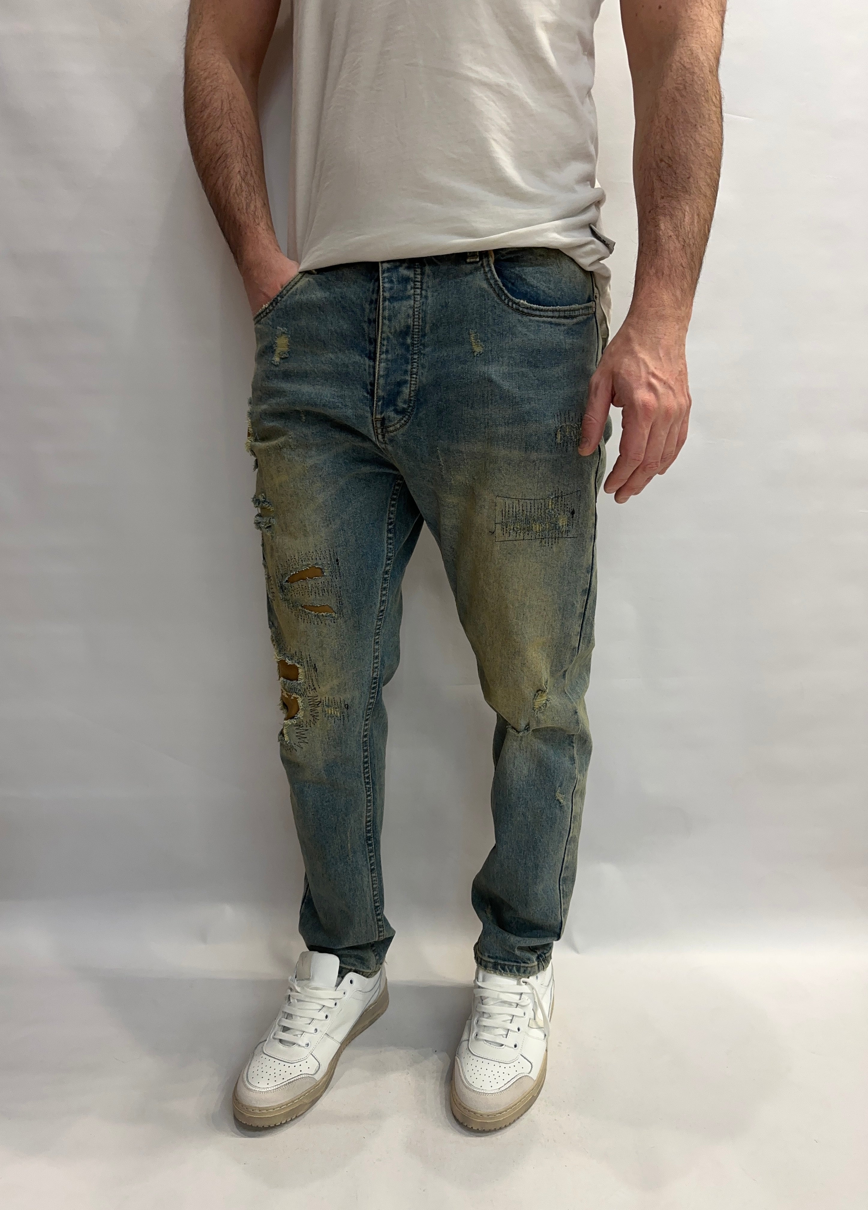 Jeans BERNA modello cropped (ossia morbido di gamba e lunghezza caviglia) color Blu Denim - COD: 26127930