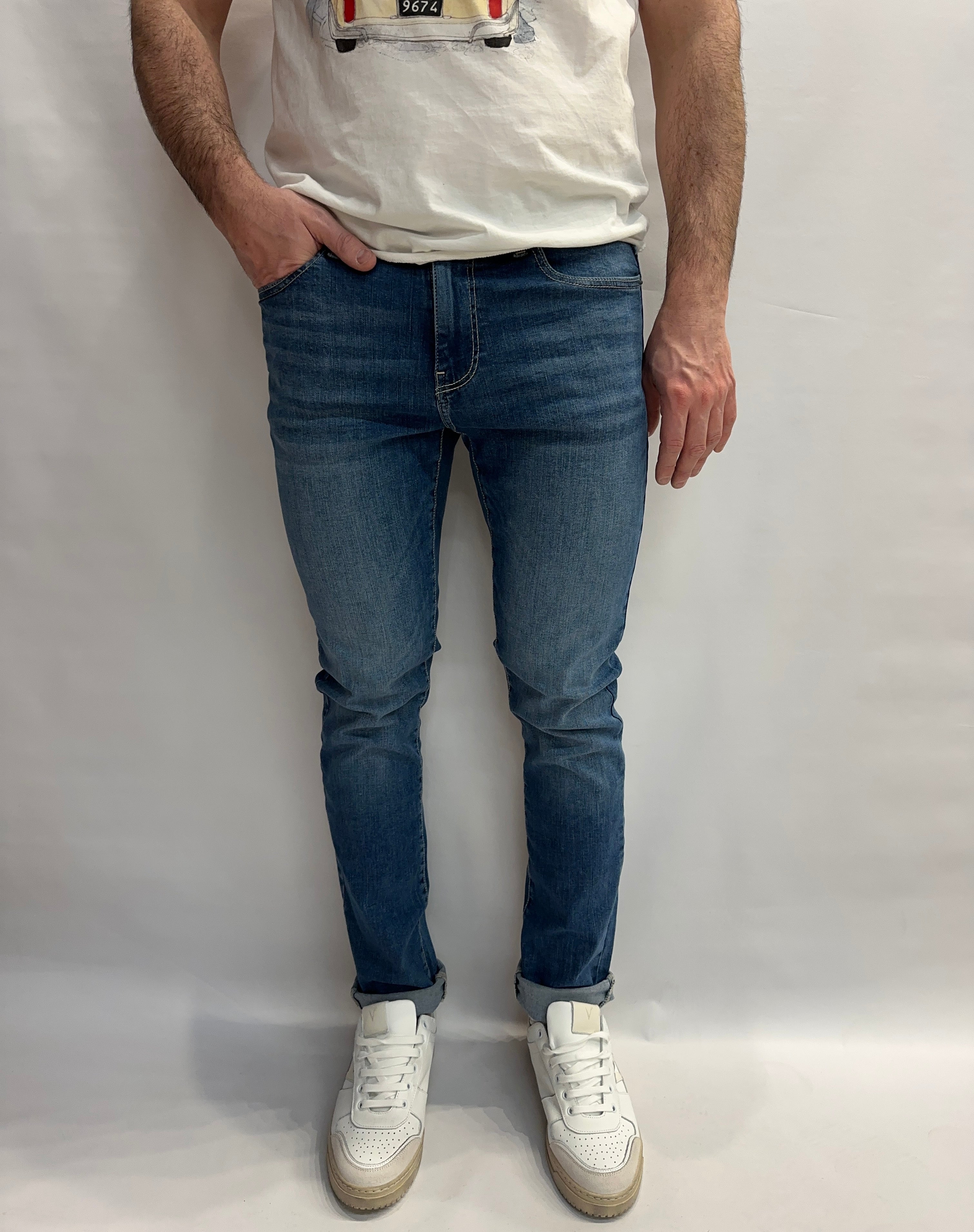 Jeans ONLY&SONS modello slim (molto aderente di gamba) elasticizzato color Blu Denim - COD: LOOM
