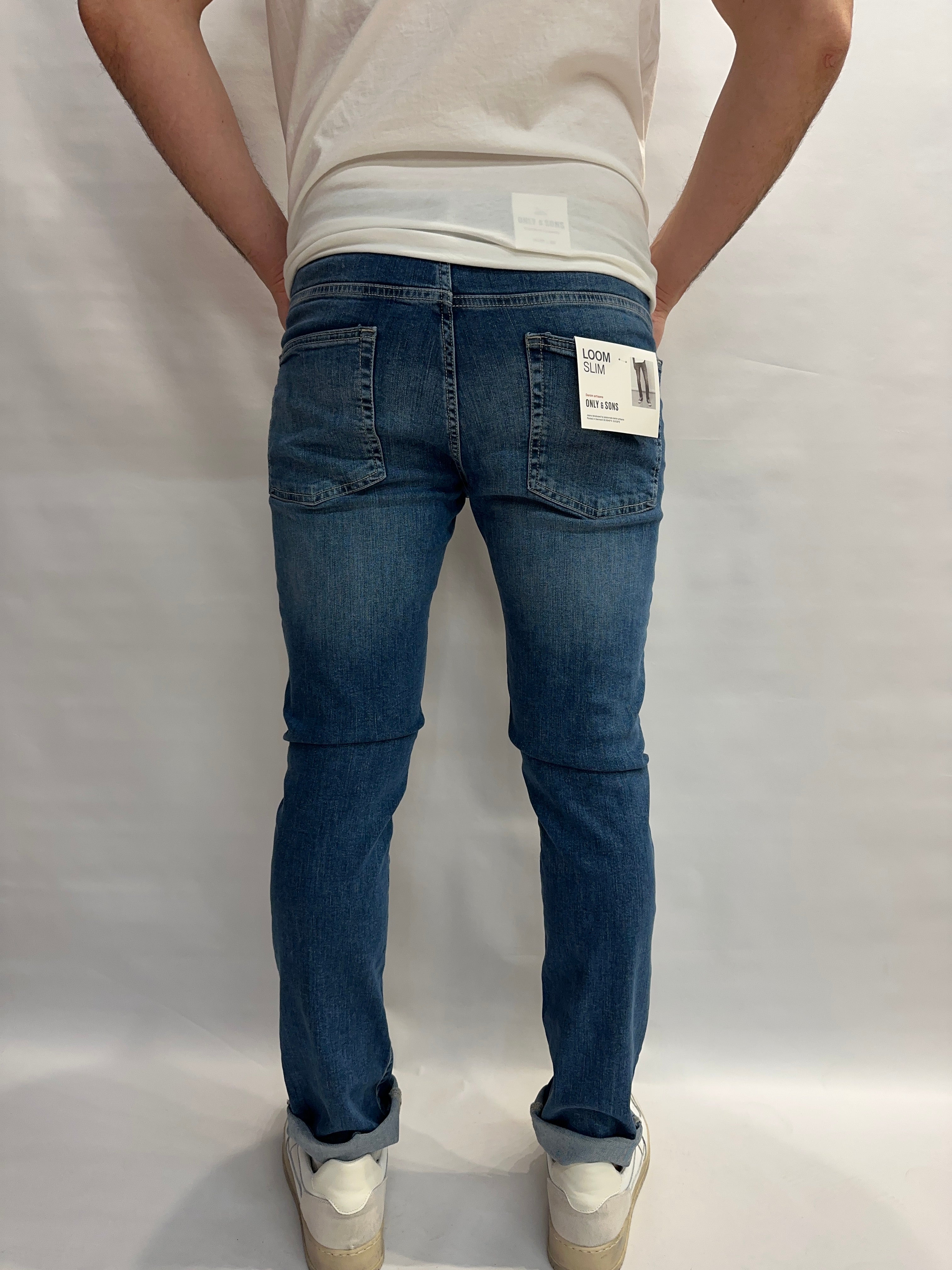 Jeans ONLY&SONS modello slim (molto aderente di gamba) elasticizzato color Blu Denim - COD: LOOM