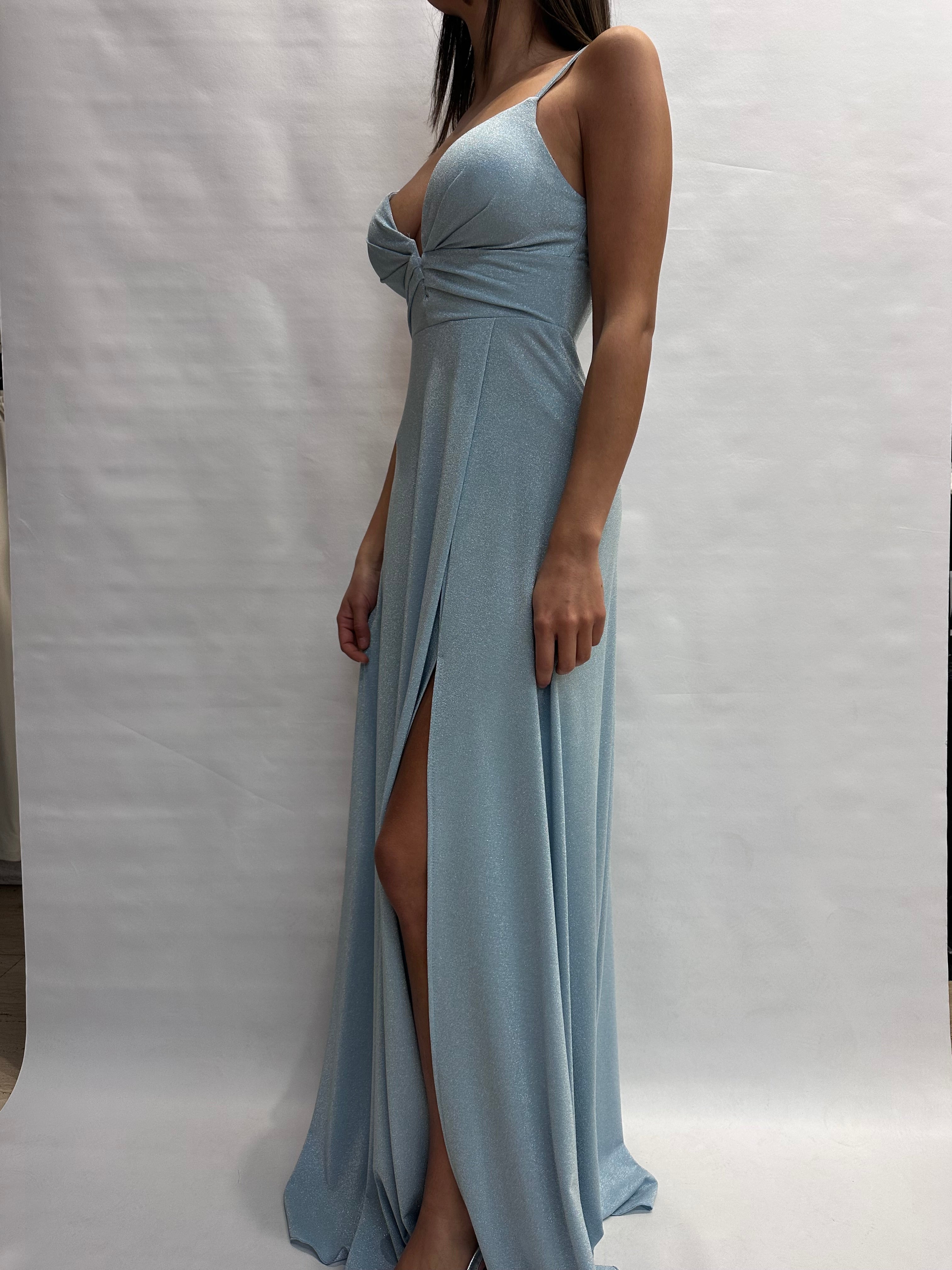 Abito RINASCIMENTO lungo con scollatura ampia, spacco laterale, con punto luce e spalline regolabili - COD: CFC0020249002