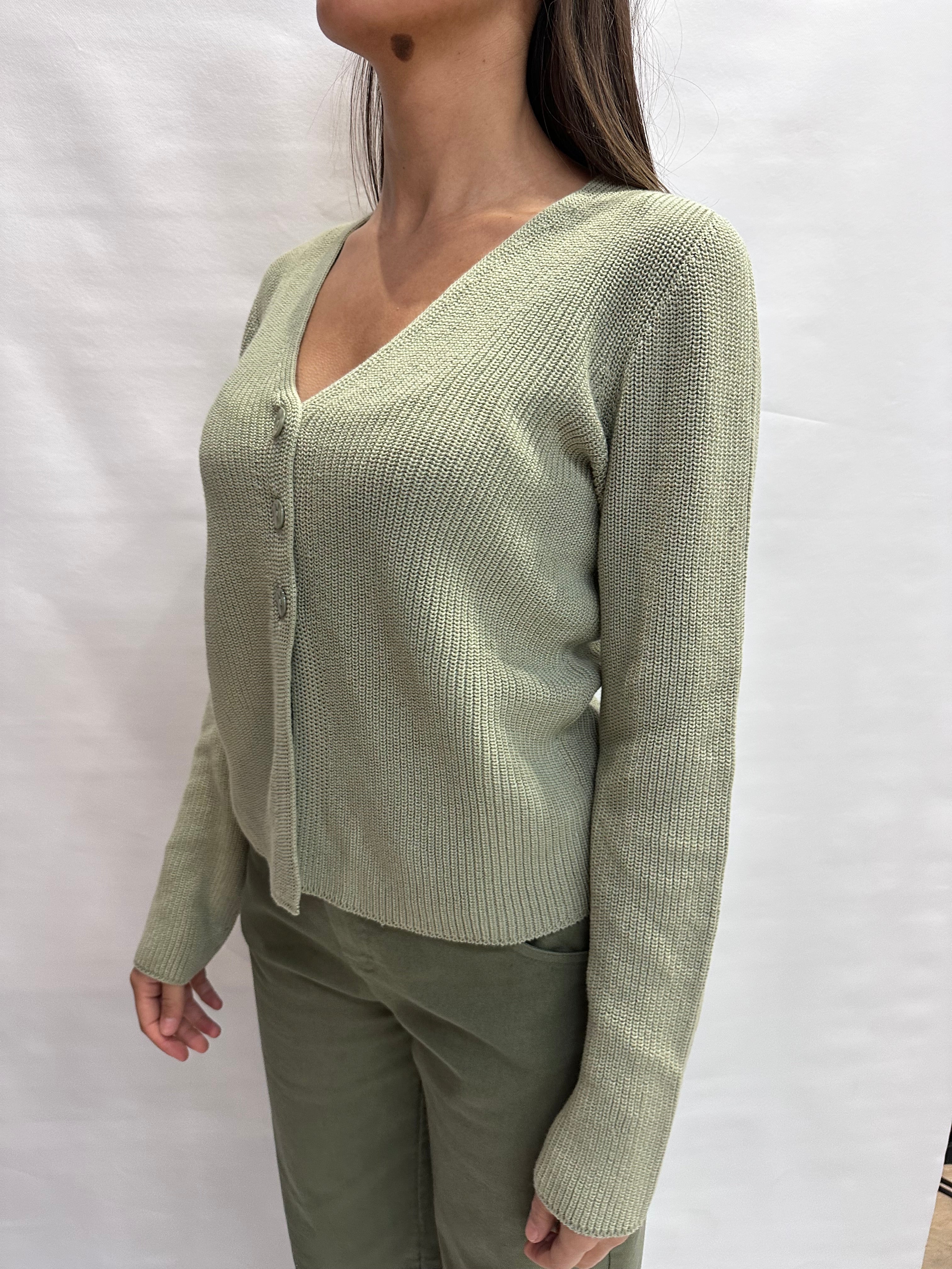 Cardigan TENSIONE IN taglio giacca con chiusura a bottoni centrali e scollo a "V"- COD: 16044