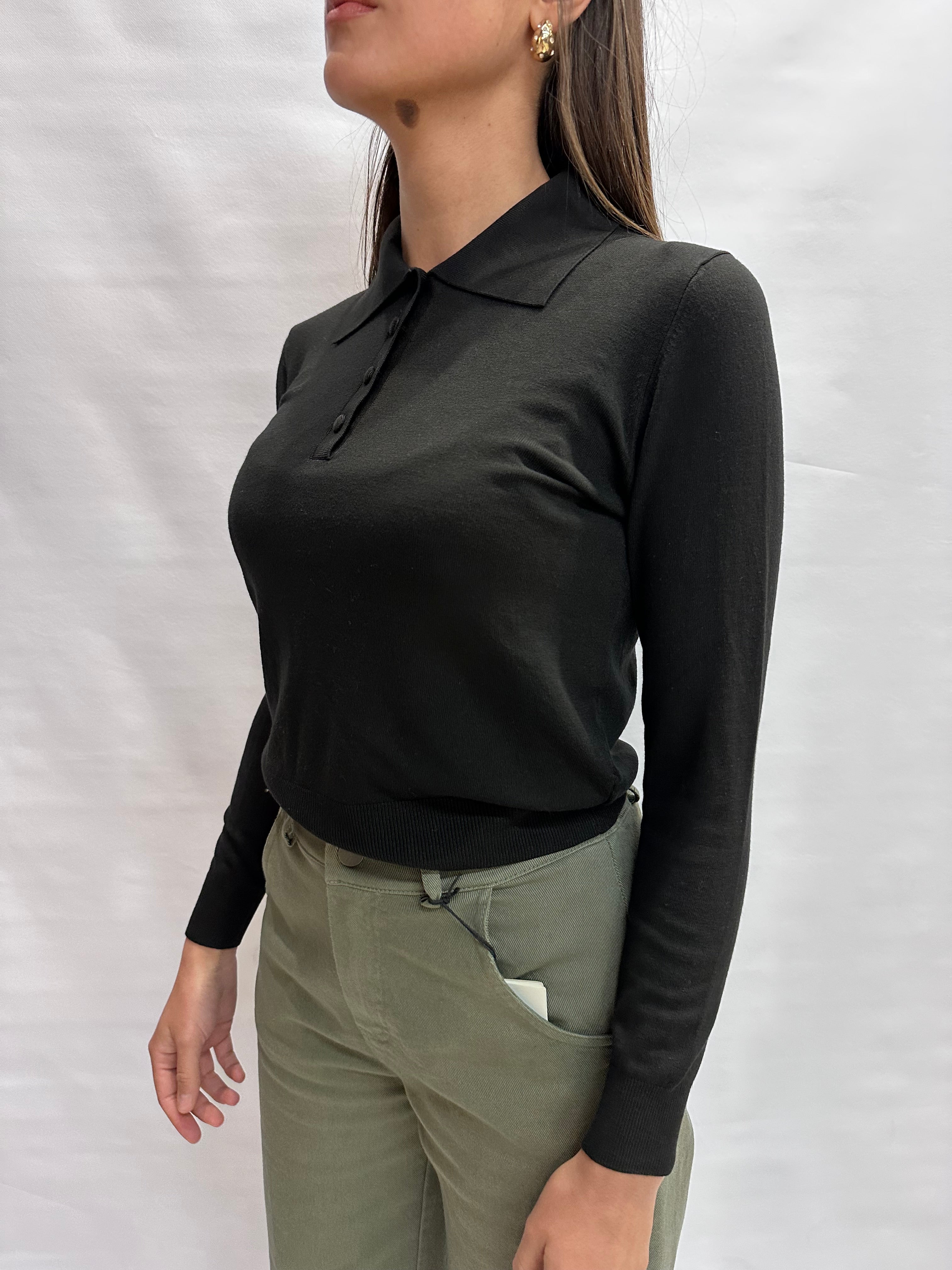 Polo TENSIONE IN in filo, leggera manica lunga e bottoncini - COD: N2803