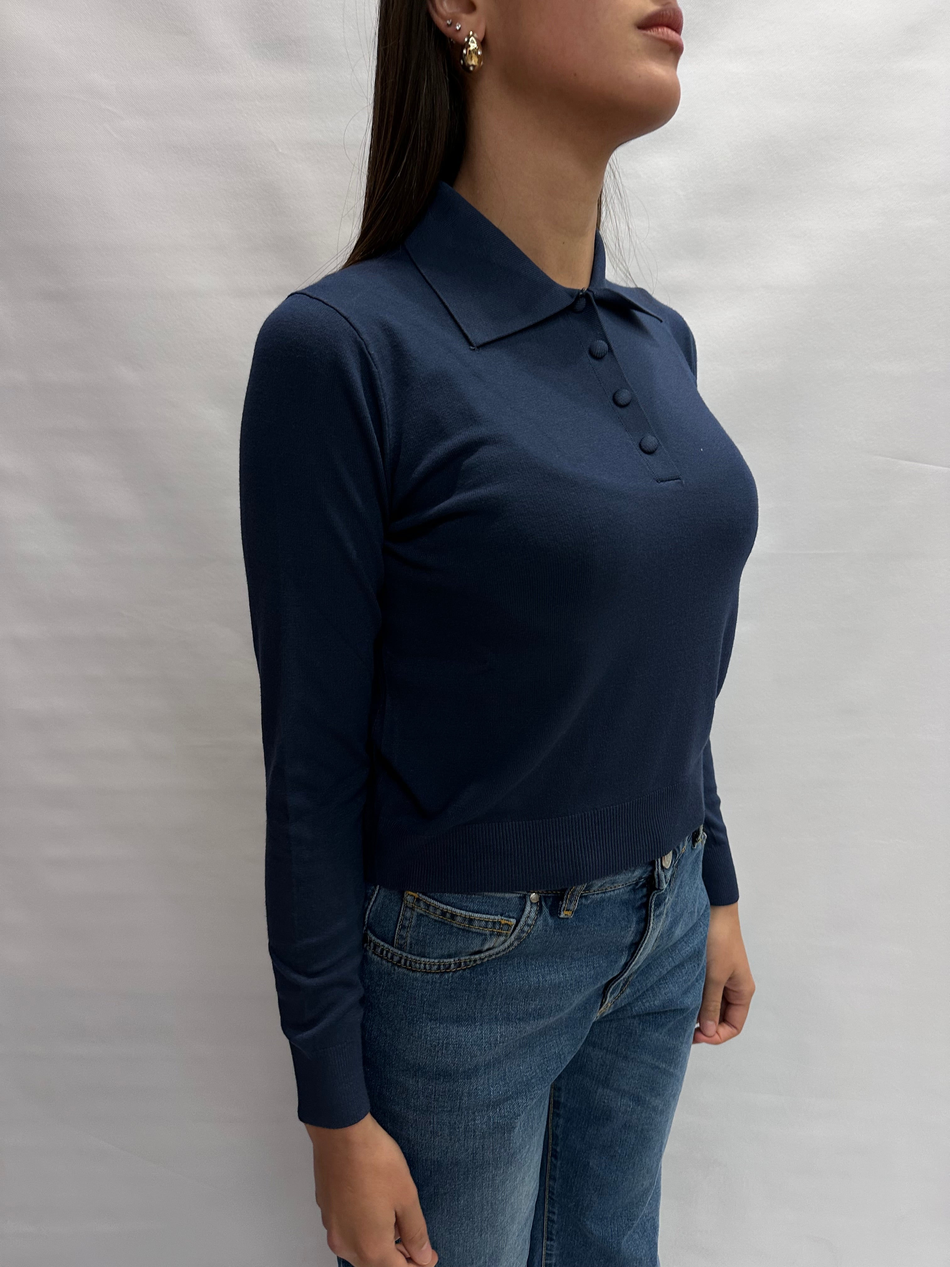 Polo TENSIONE IN in filo, leggera manica lunga e bottoncini - COD: N2803