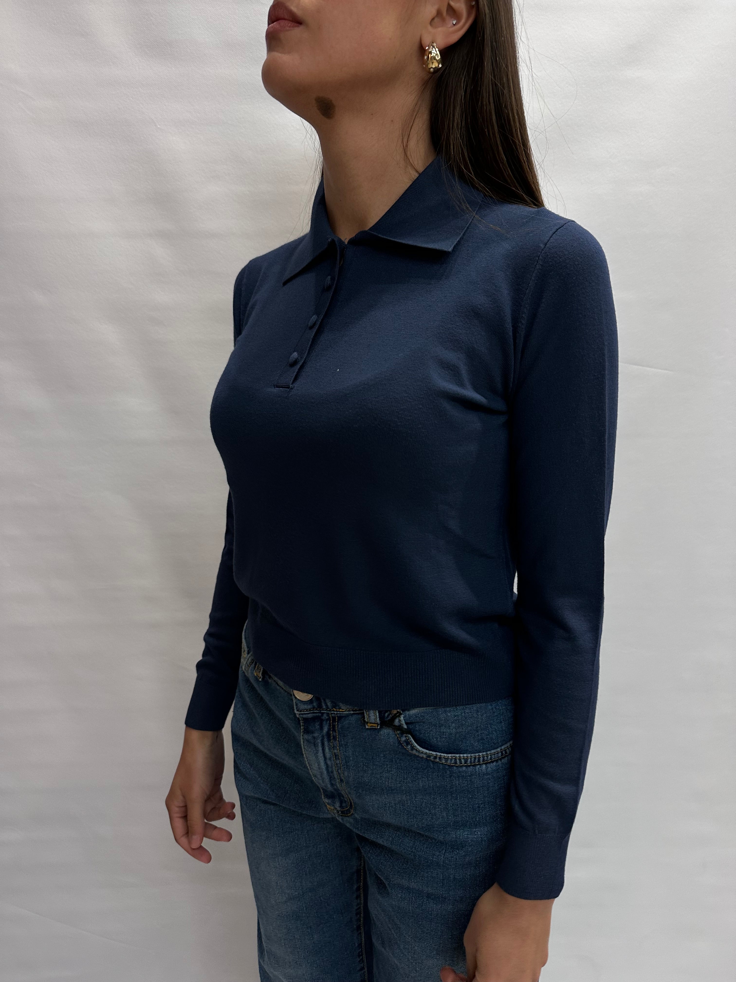 Polo TENSIONE IN in filo, leggera manica lunga e bottoncini - COD: N2803